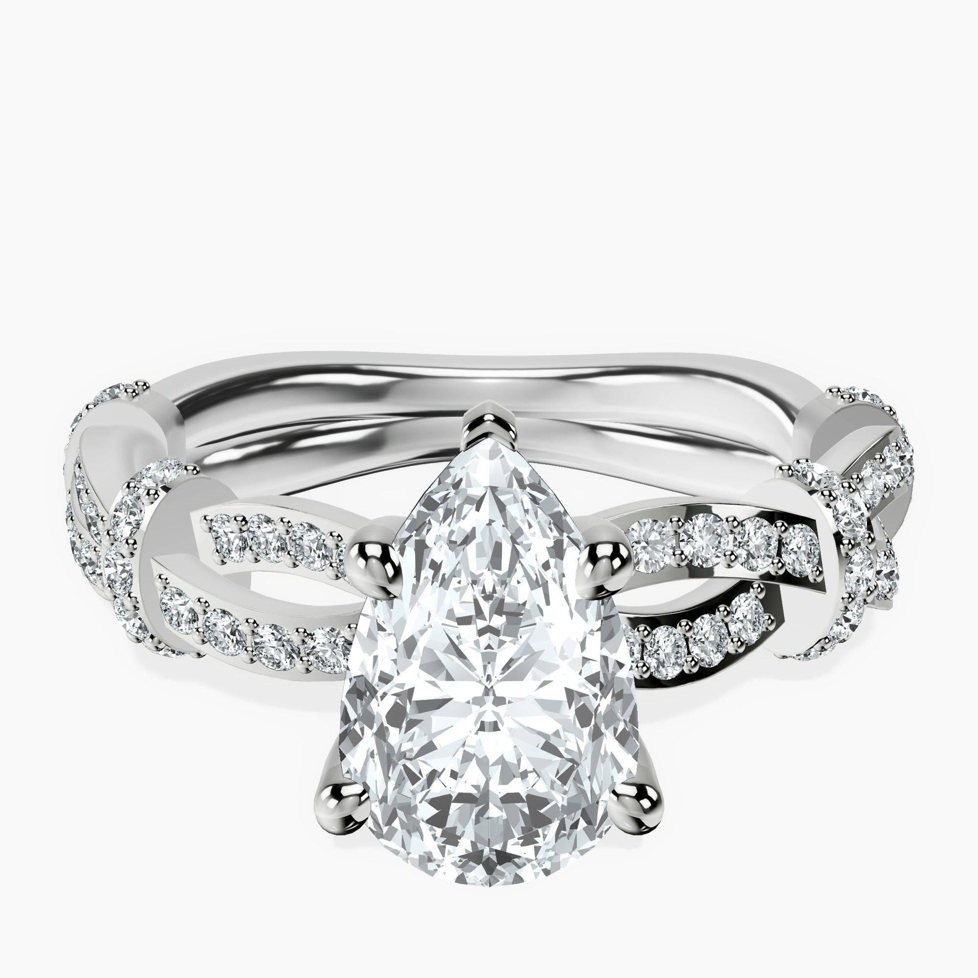 2.96 ct. pear Charlotte Ring in 10kt white gold rtr top
