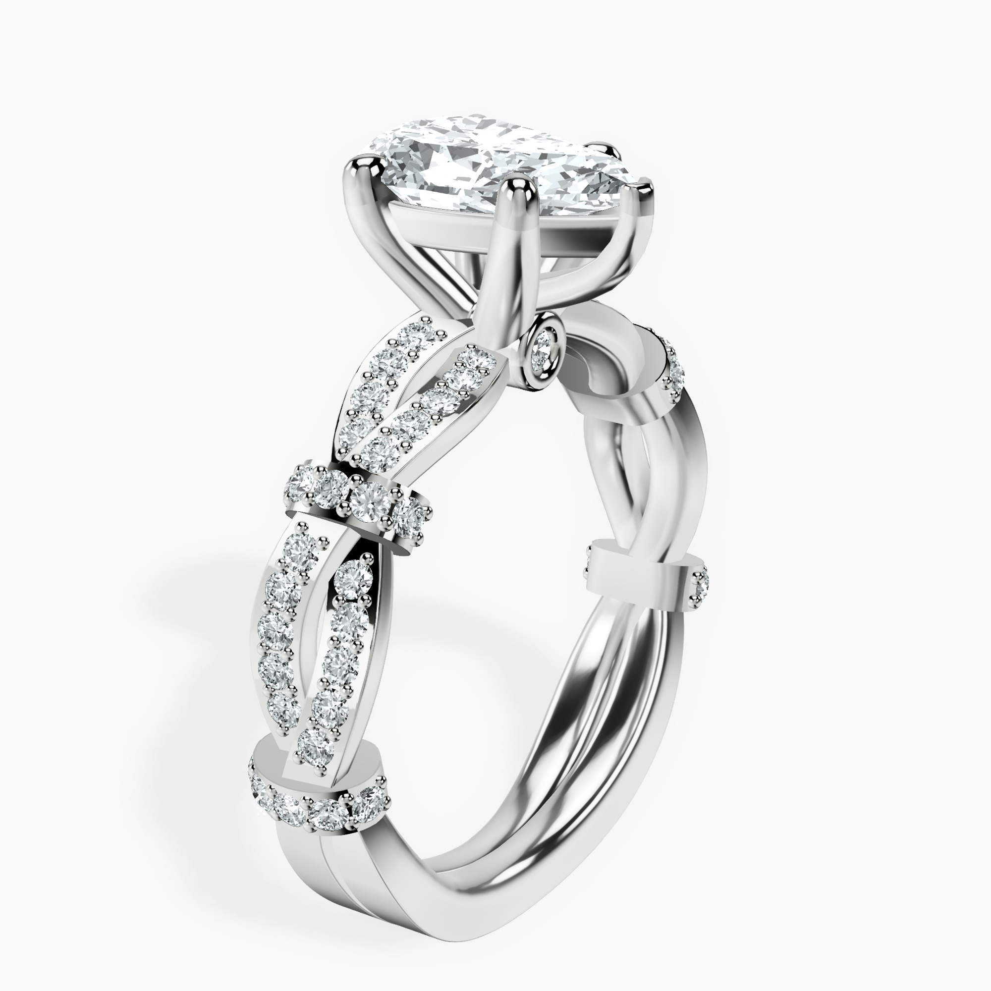 2.96 ct. pear Charlotte Ring in 10kt white gold standing product image one