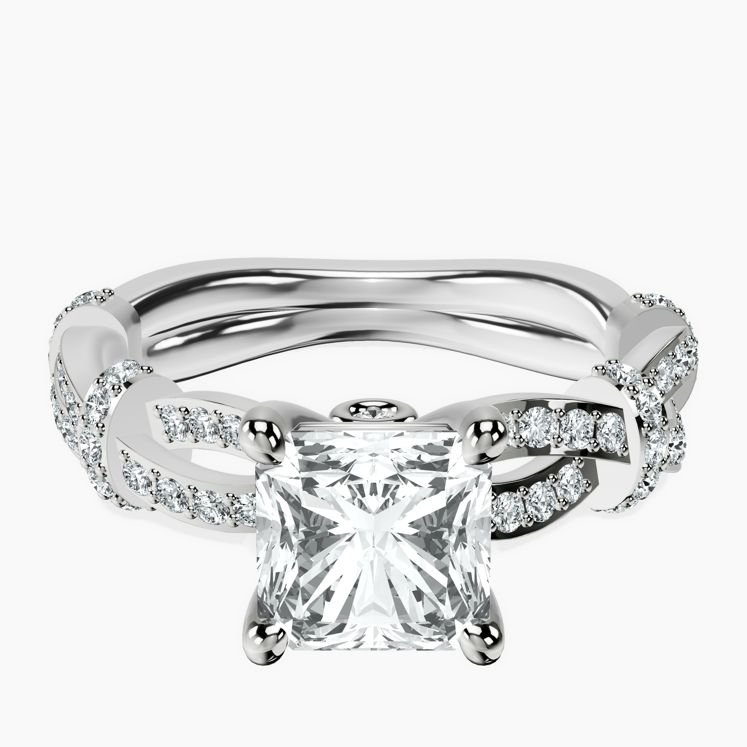 2.94 ct. radiant Charlotte Ring in 14kt white gold rtr top