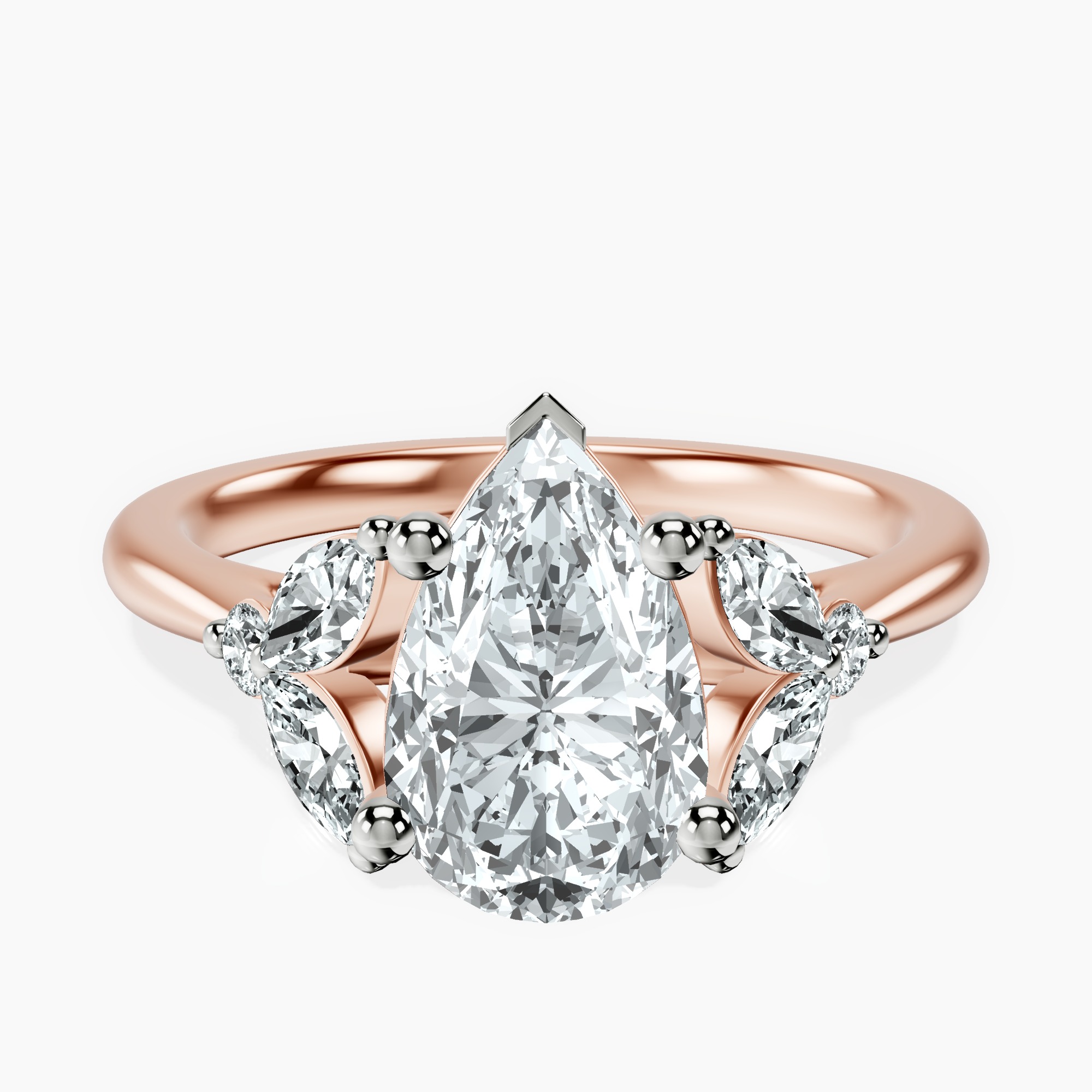 1.45 ct. pear Beatrice Ring in 14kt rose gold rtr top