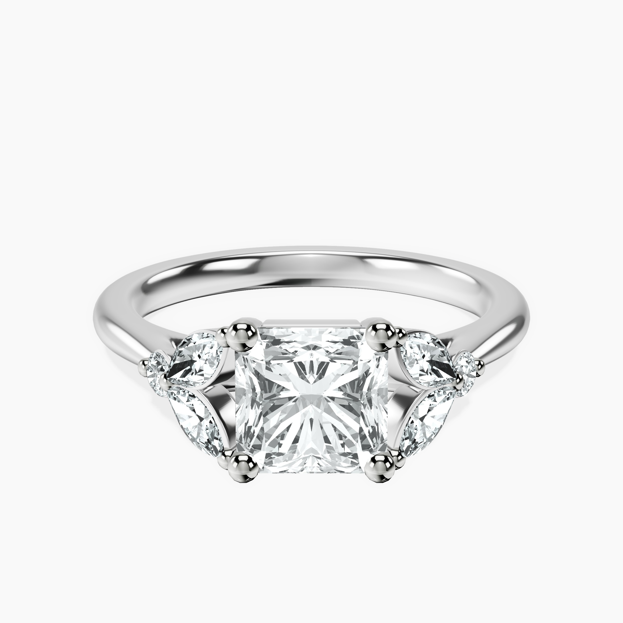 2.94 ct. radiant Beatrice Ring in 18kt white gold rtr top
