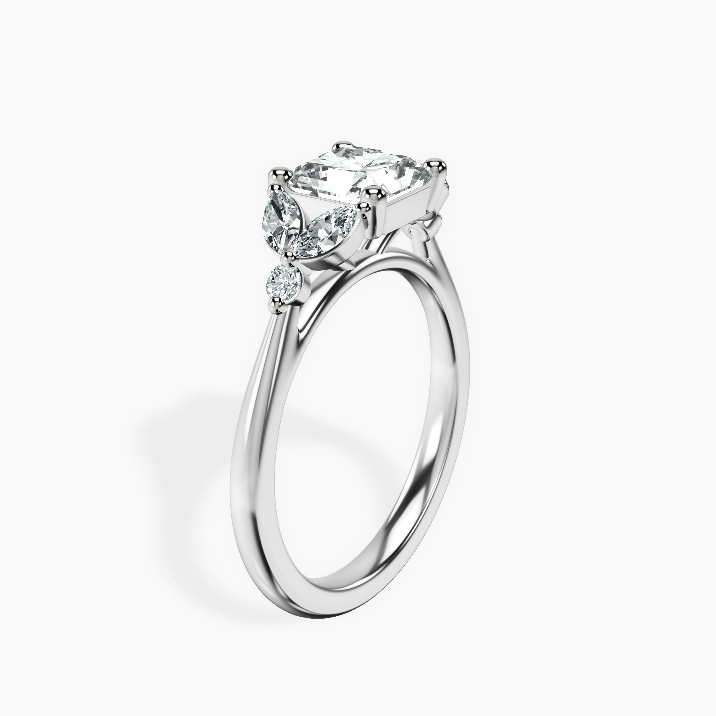 2.94 ct. radiant Beatrice Ring in 18kt white gold standing product image one