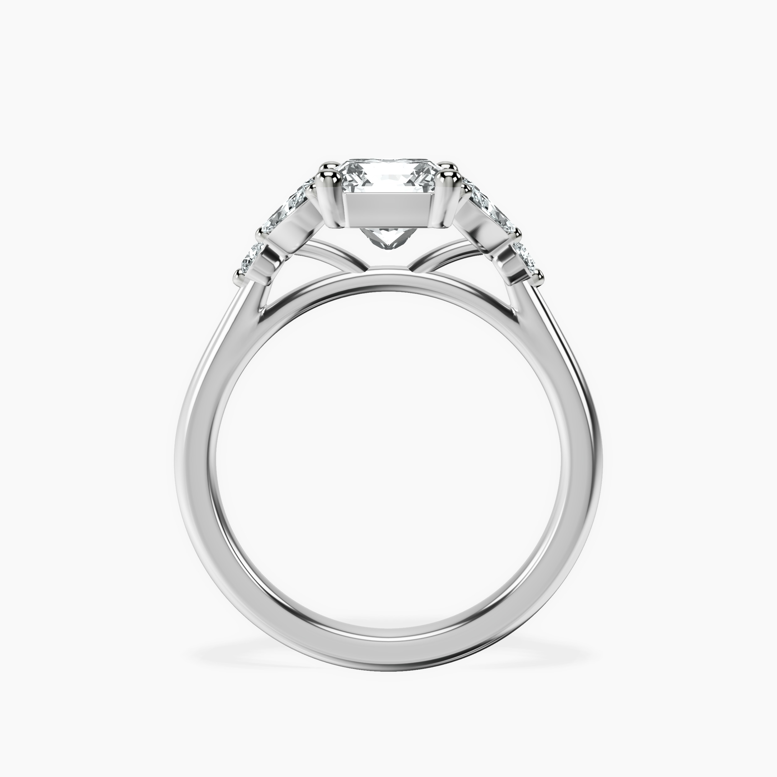 2.94 ct. radiant Beatrice Ring in 18kt white gold side right image one