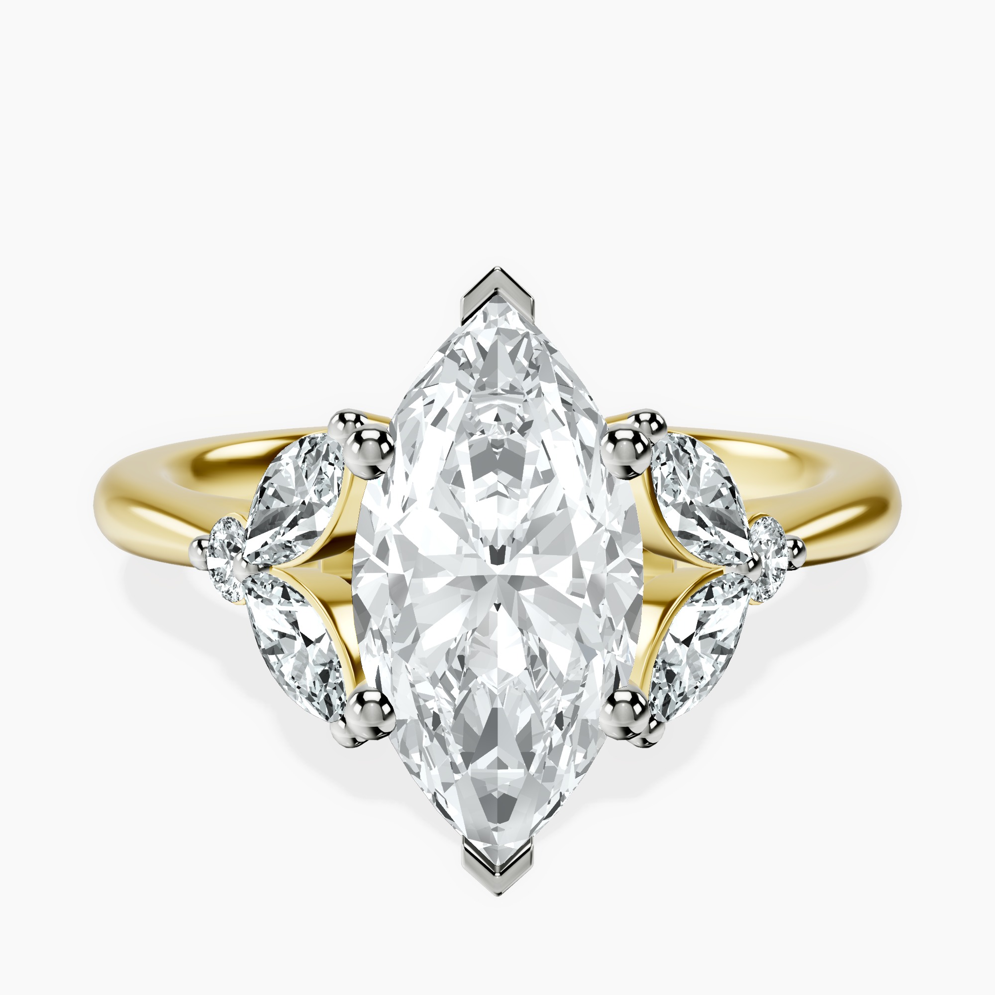 2.92 ct. marquise Beatrice Ring in 18kt yellow gold rtr top
