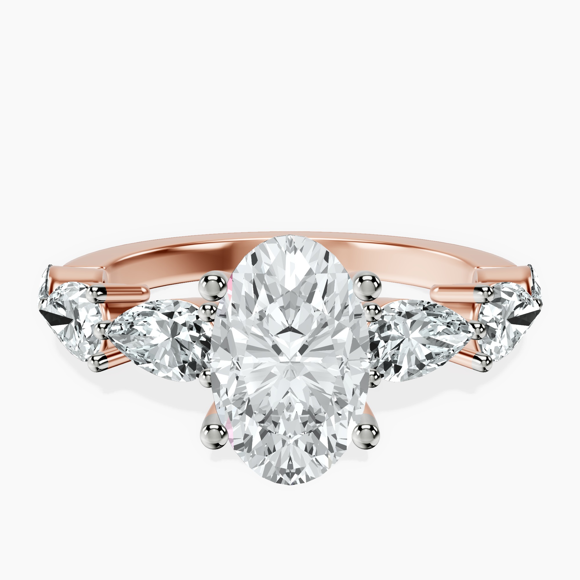 3.40 ct. oval Frances Ring in 14kt rose gold rtr top