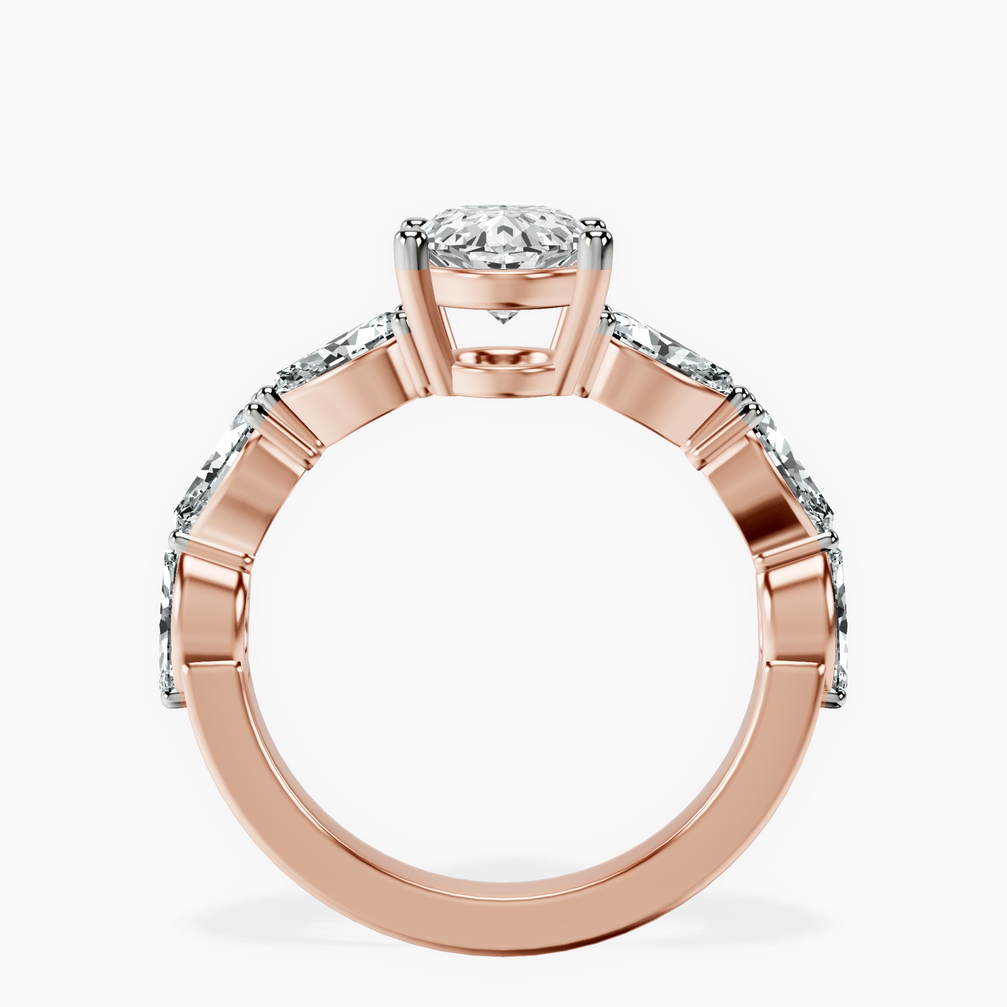 3.40 ct. oval Frances Ring in 14kt rose gold side right image one