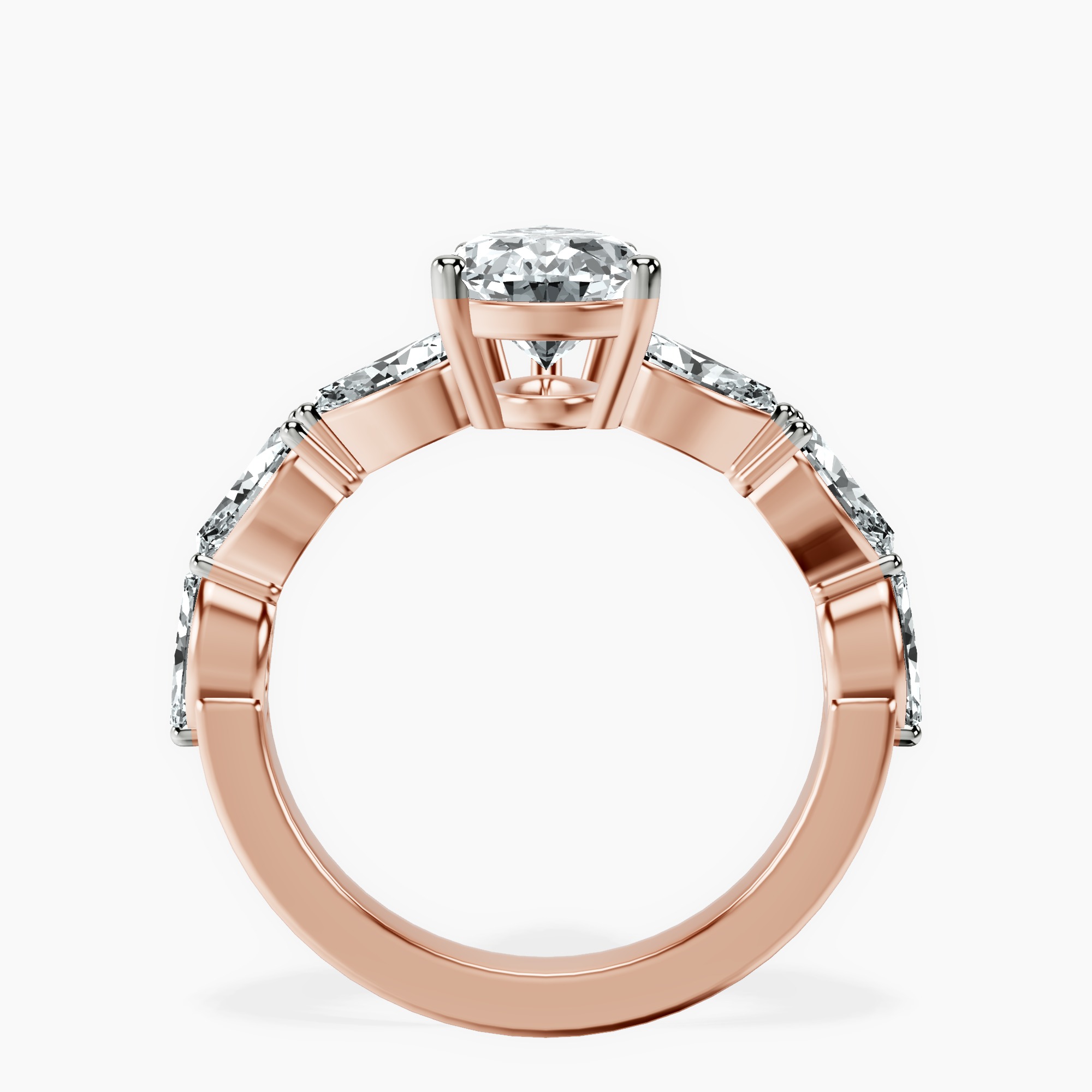 1.85 ct. pear Frances Ring in 14kt rose gold side right image one