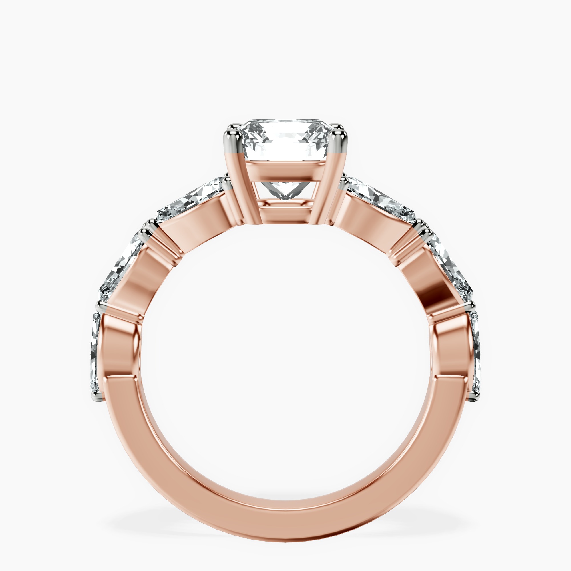 1.22 ct. radiant Frances Ring in 14kt rose gold side right image one