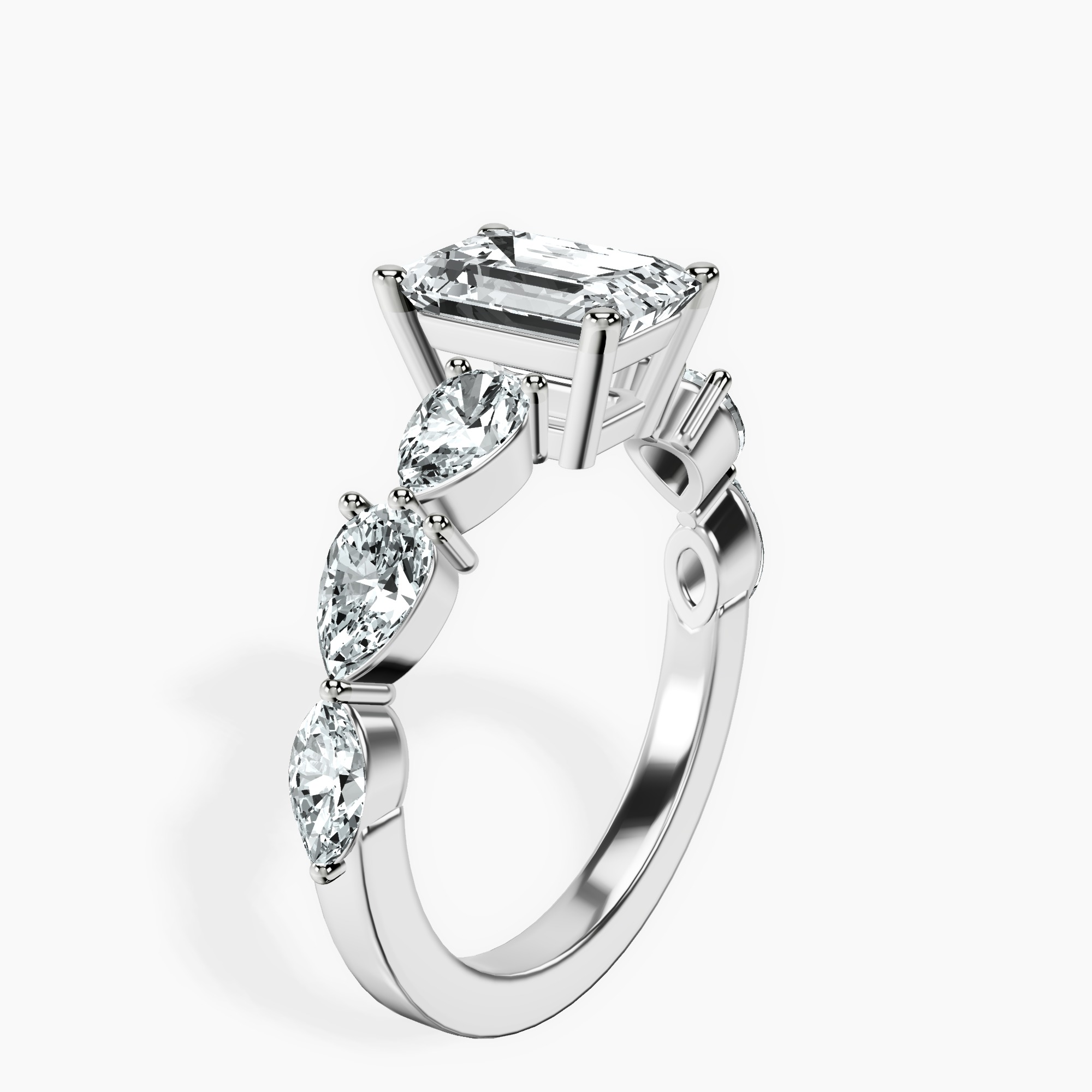 1.48 ct. emerald Frances Ring in 18kt white gold standing product image one