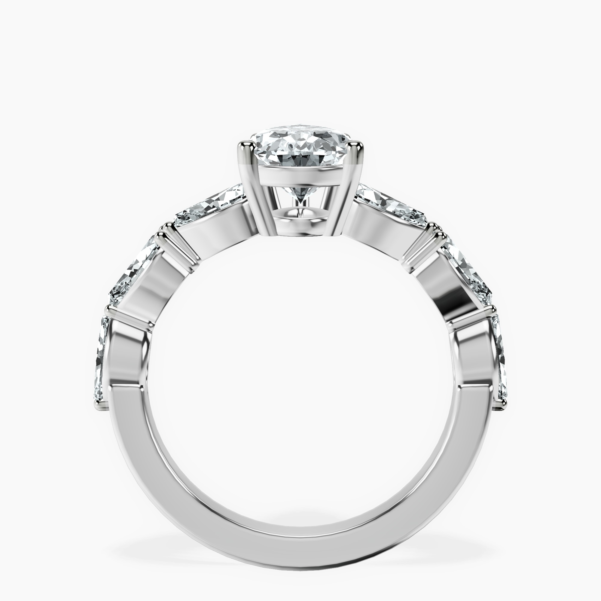 9Ct White Gold Frances Side Stone Lab Diamond Ring side right image one