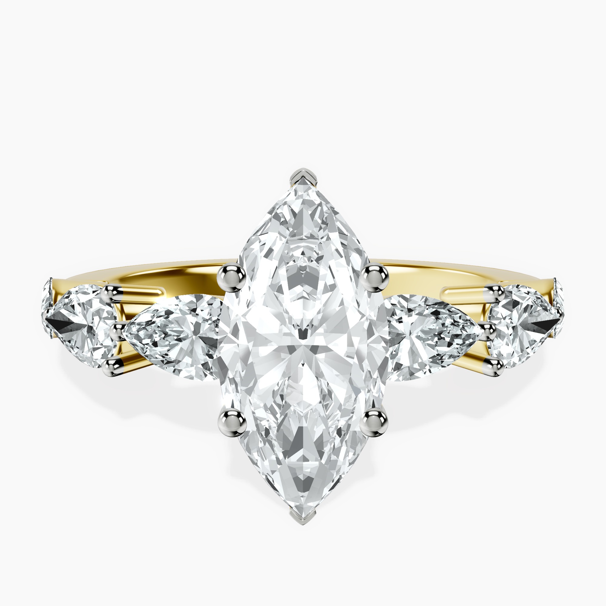 2.00 ct. marquise Frances Ring in 14kt yellow gold rtr top