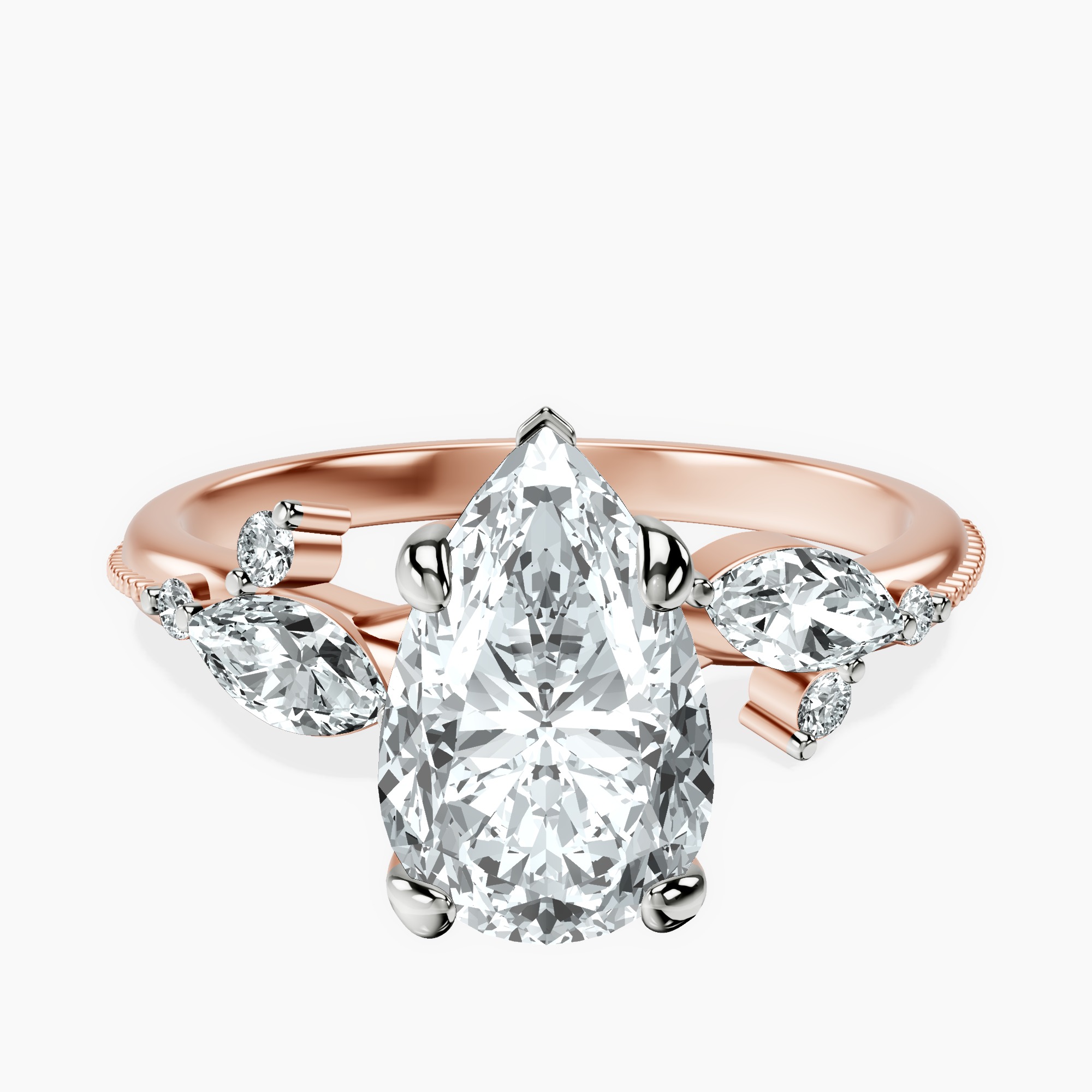 1.85 ct. pear Emmeline Ring in 14kt rose gold rtr top