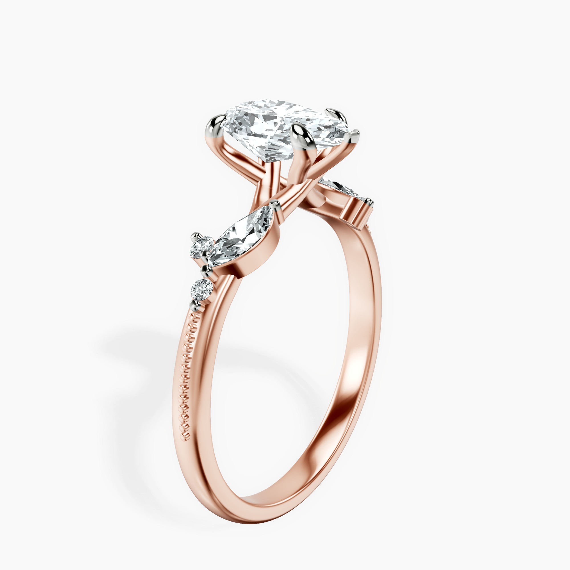 1.85 ct. pear Emmeline Ring in 14kt rose gold standing product image one