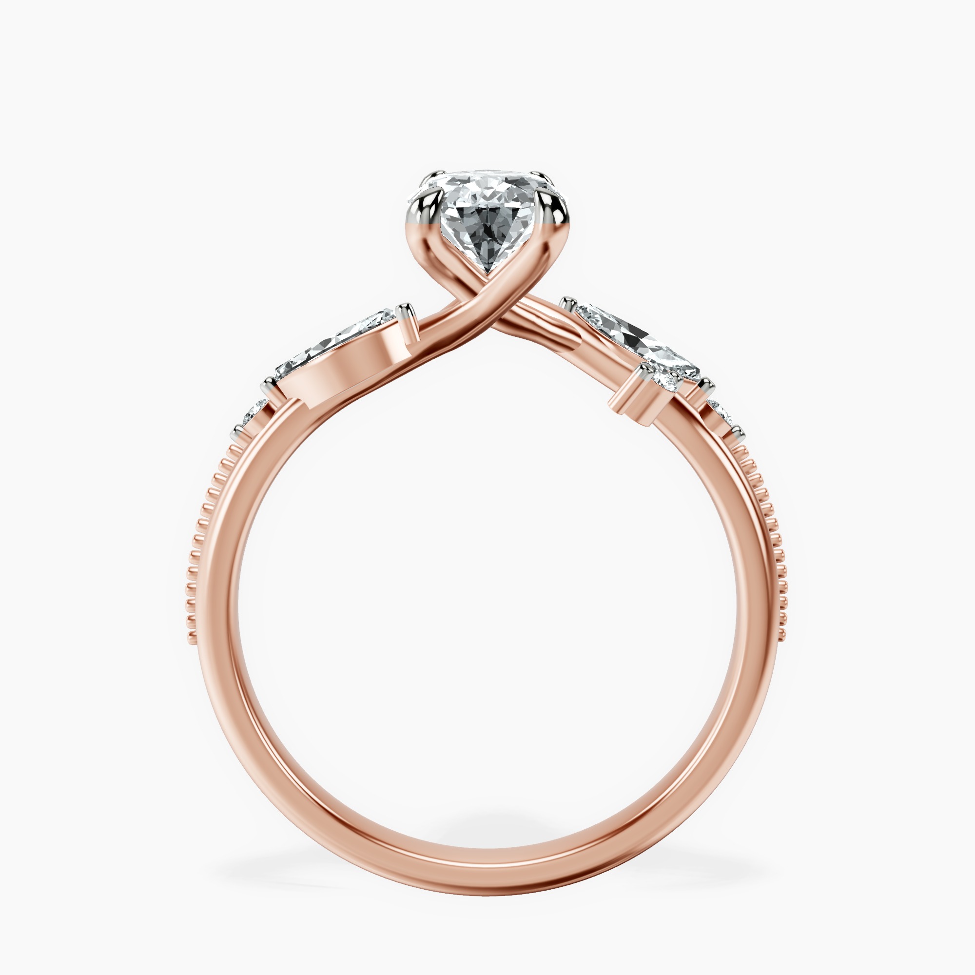 1.85 ct. pear Emmeline Ring in 14kt rose gold side right image one