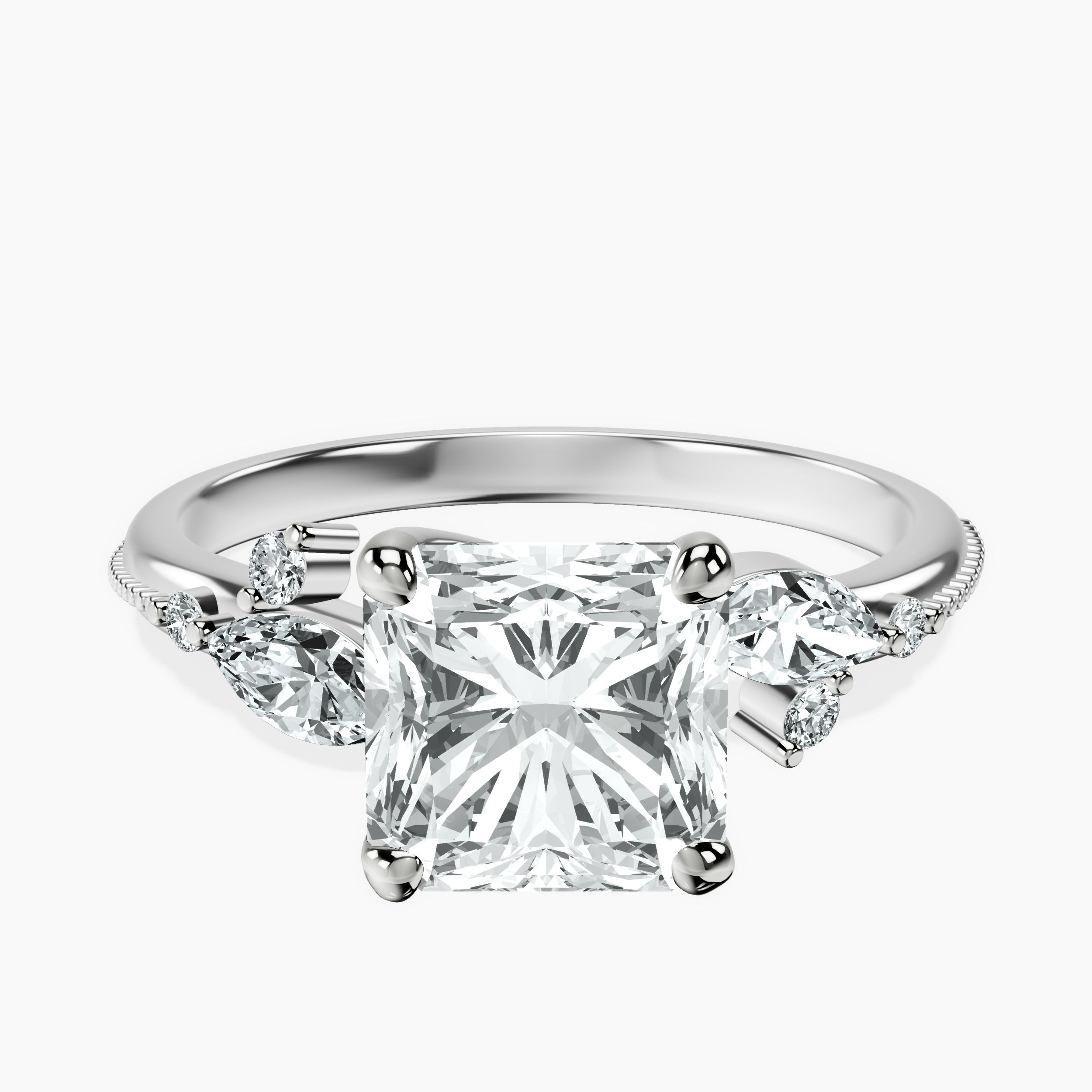 2.94 ct. radiant Emmeline Ring in 10kt white gold rtr top