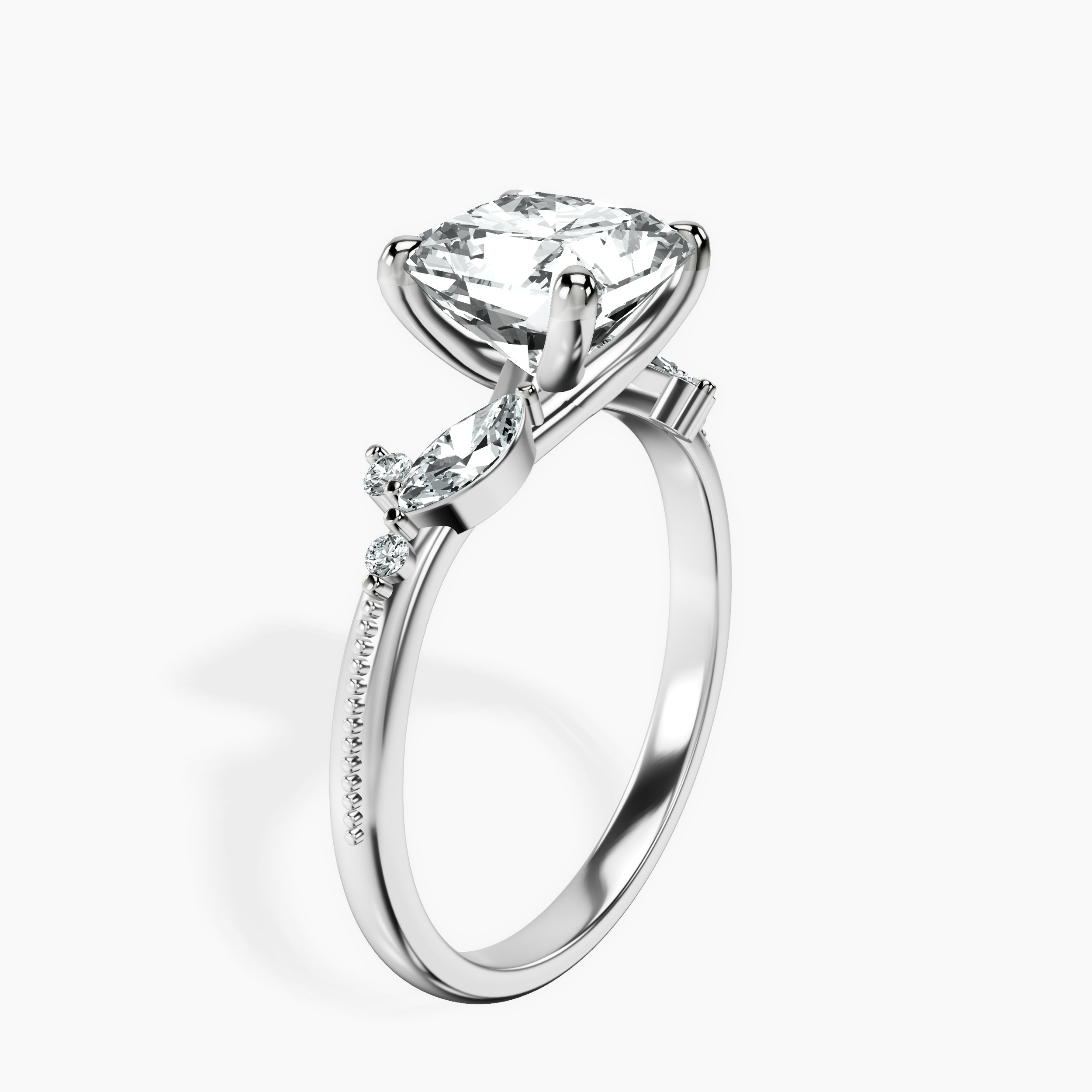 2.94 ct. radiant Emmeline Ring in 10kt white gold standing product image one