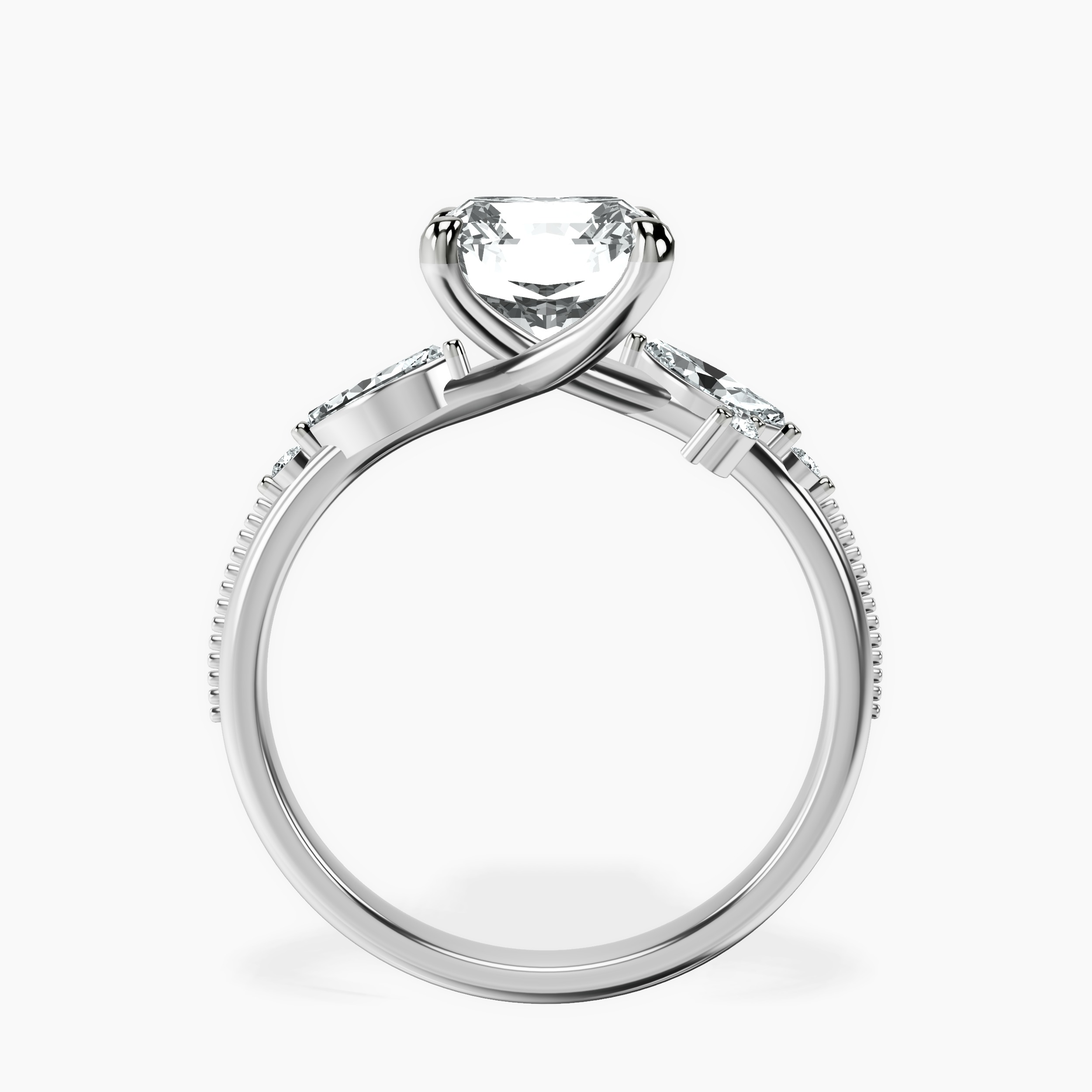 2.94 ct. radiant Emmeline Ring in 10kt white gold side right image one