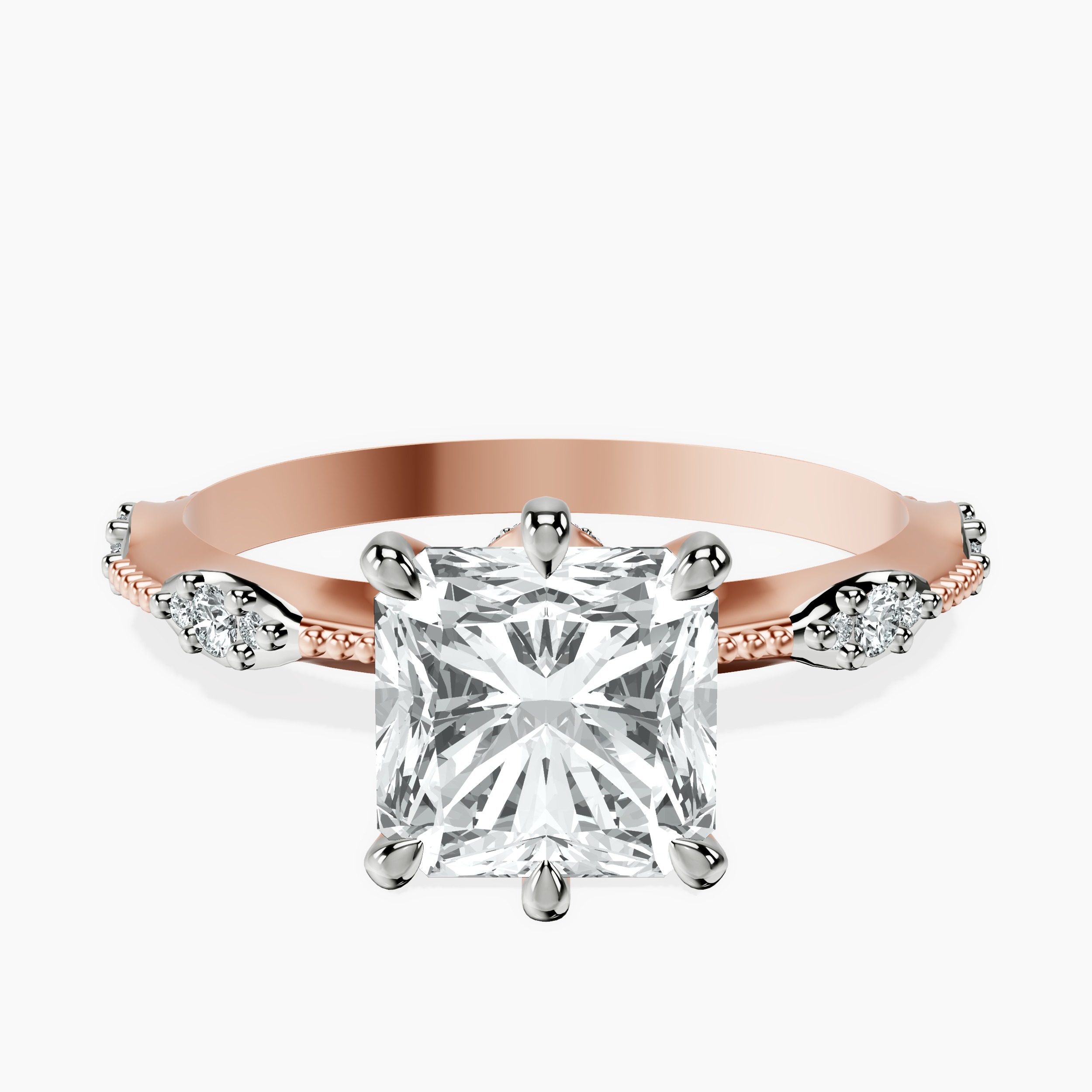2.94 ct. radiant Theodora Ring in 10kt rose gold rtr top