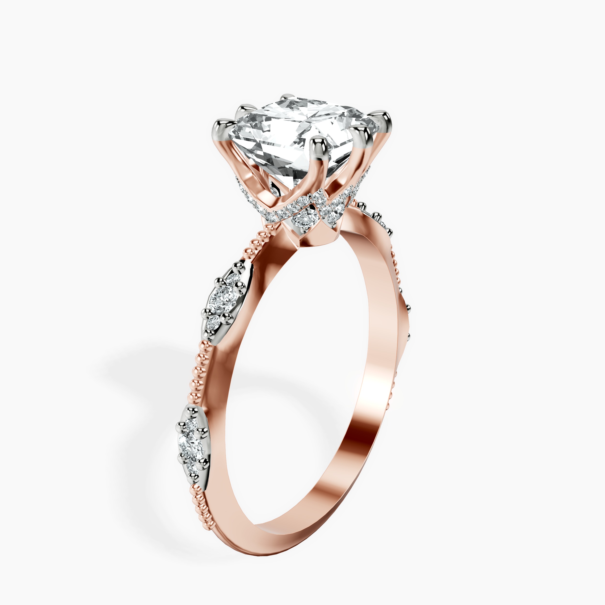 2.94 ct. radiant Theodora Ring in 10kt rose gold standing product image one