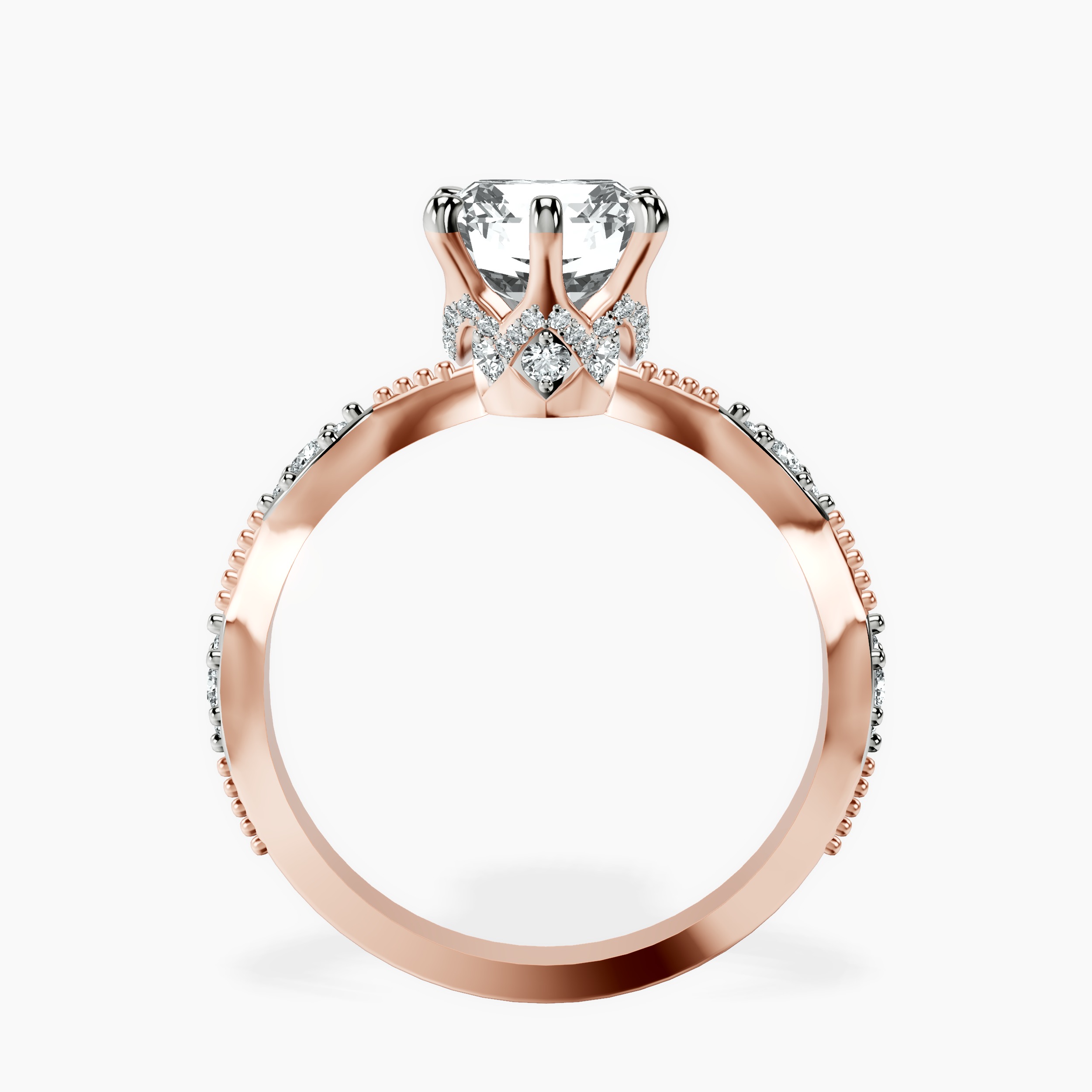 2.94 ct. radiant Theodora Ring in 10kt rose gold side right image one