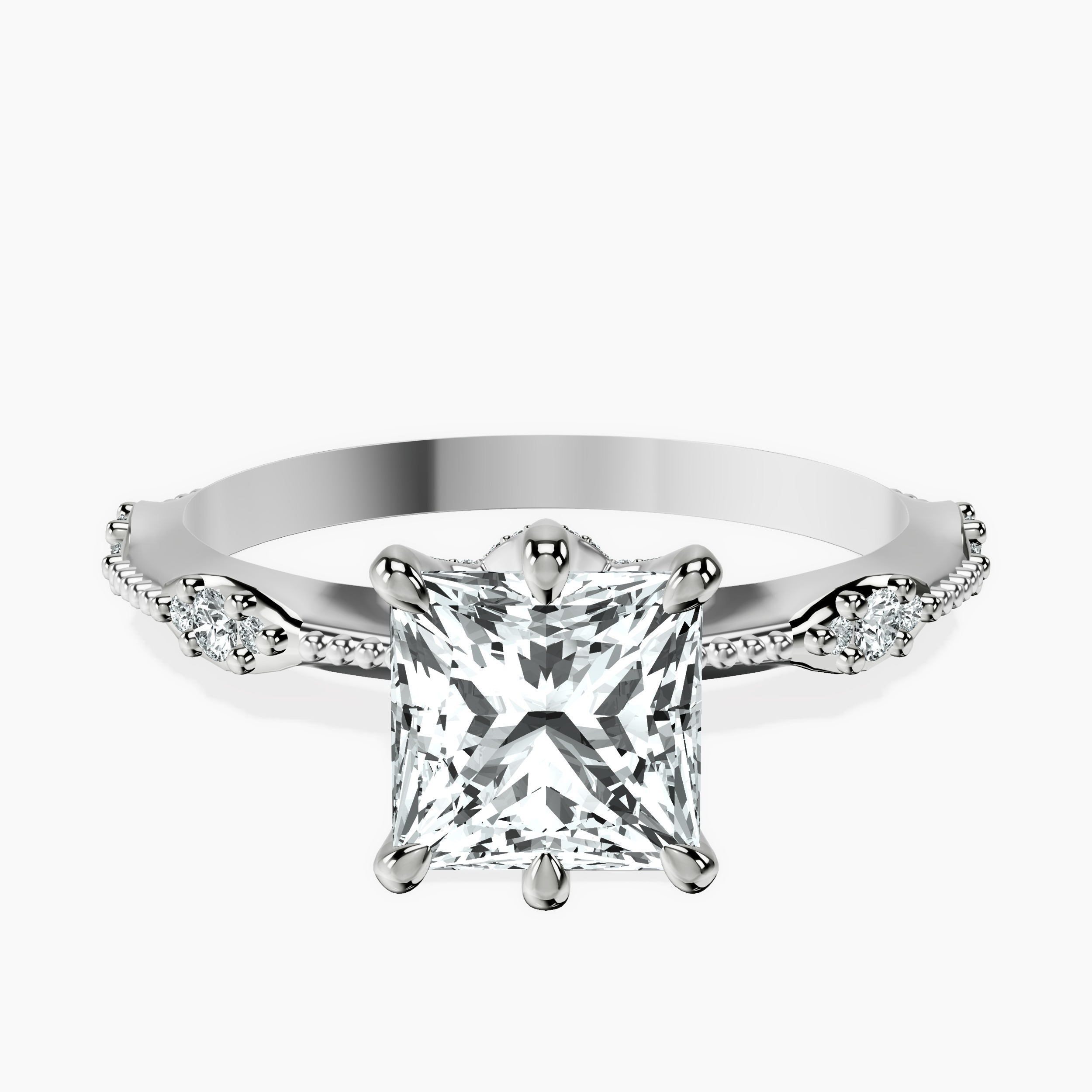 3.06 ct. princess Theodora Ring in 10kt white gold rtr top