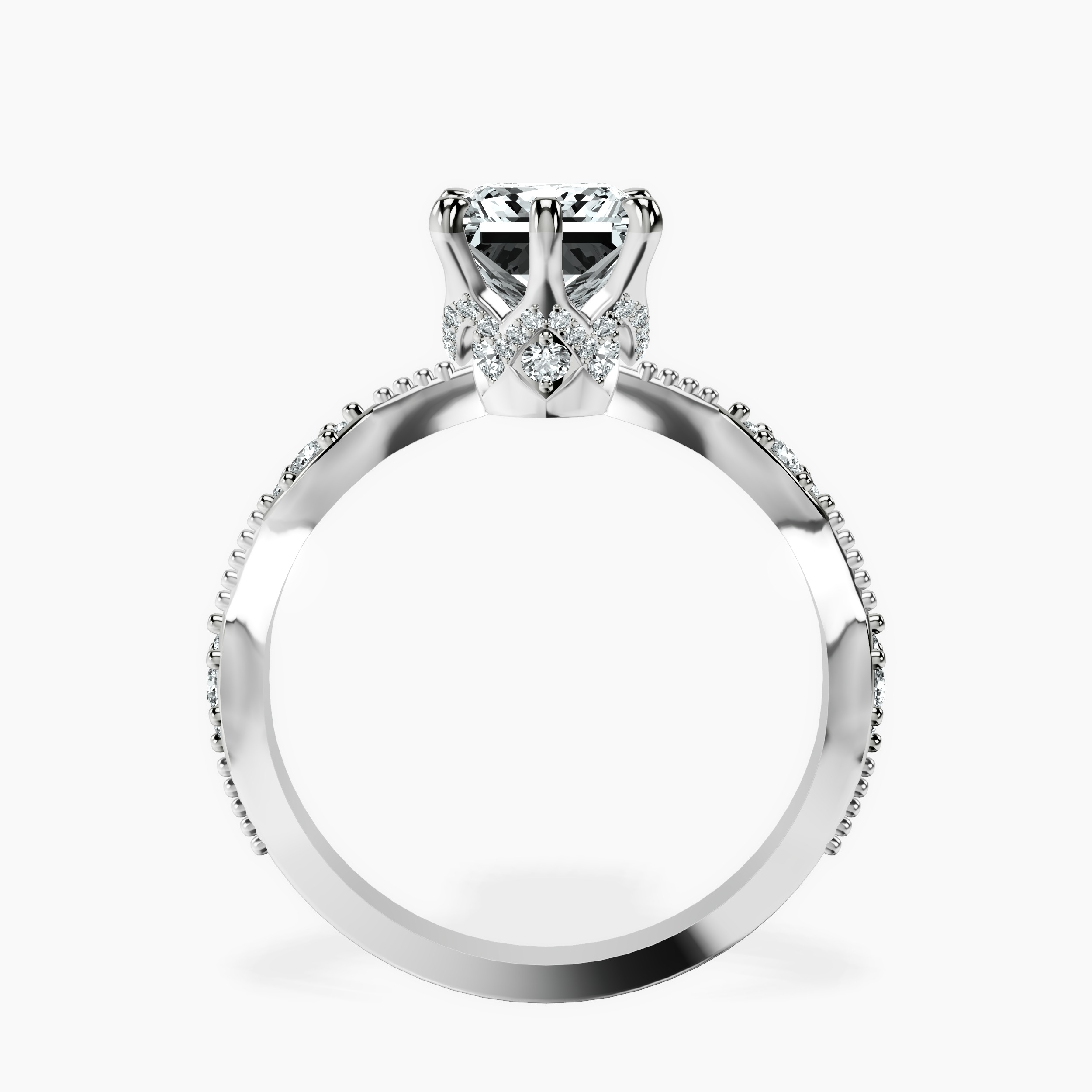3.06 ct. princess Theodora Ring in 10kt white gold side right image one