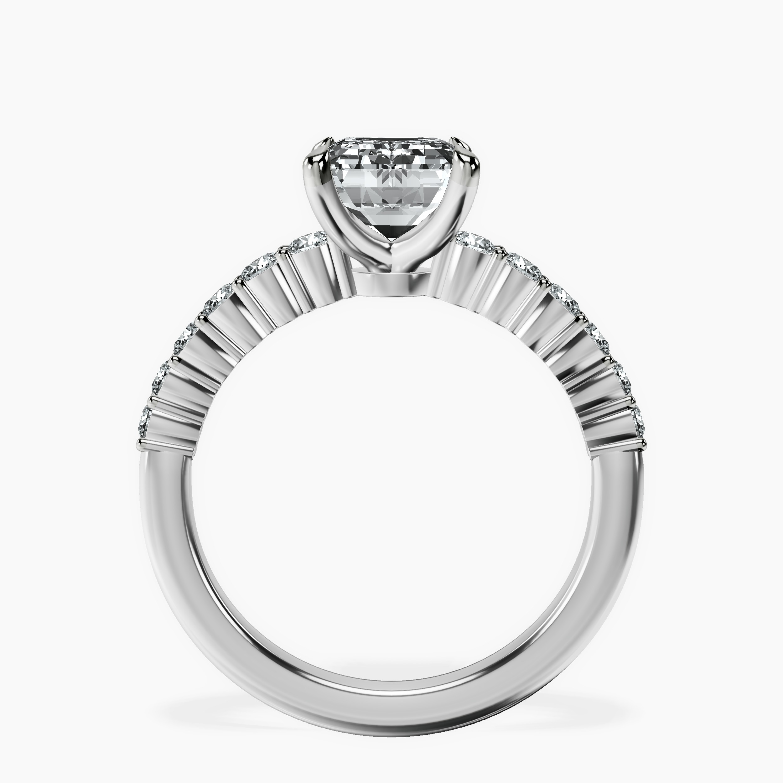 2.16 ct. emerald Lottie Ring in 10kt white gold side right image one