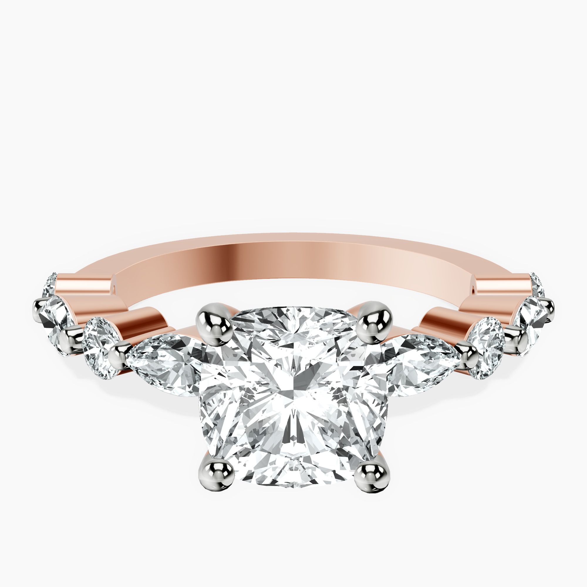 10kt Rose Gold Pamela Eternity Side Stone Lab Diamond Ring front image