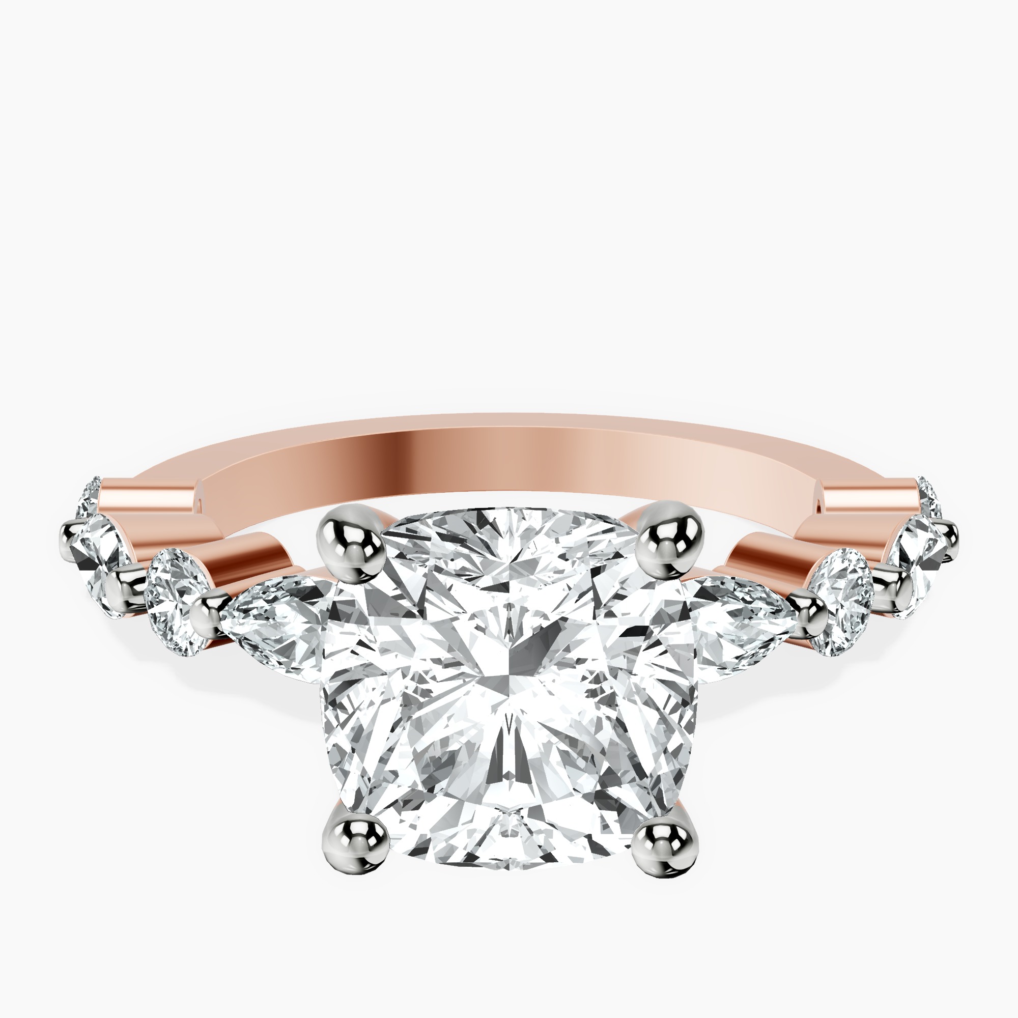 18kt Rose Gold Pamela Eternity Side Stone Lab Diamond Ring front image