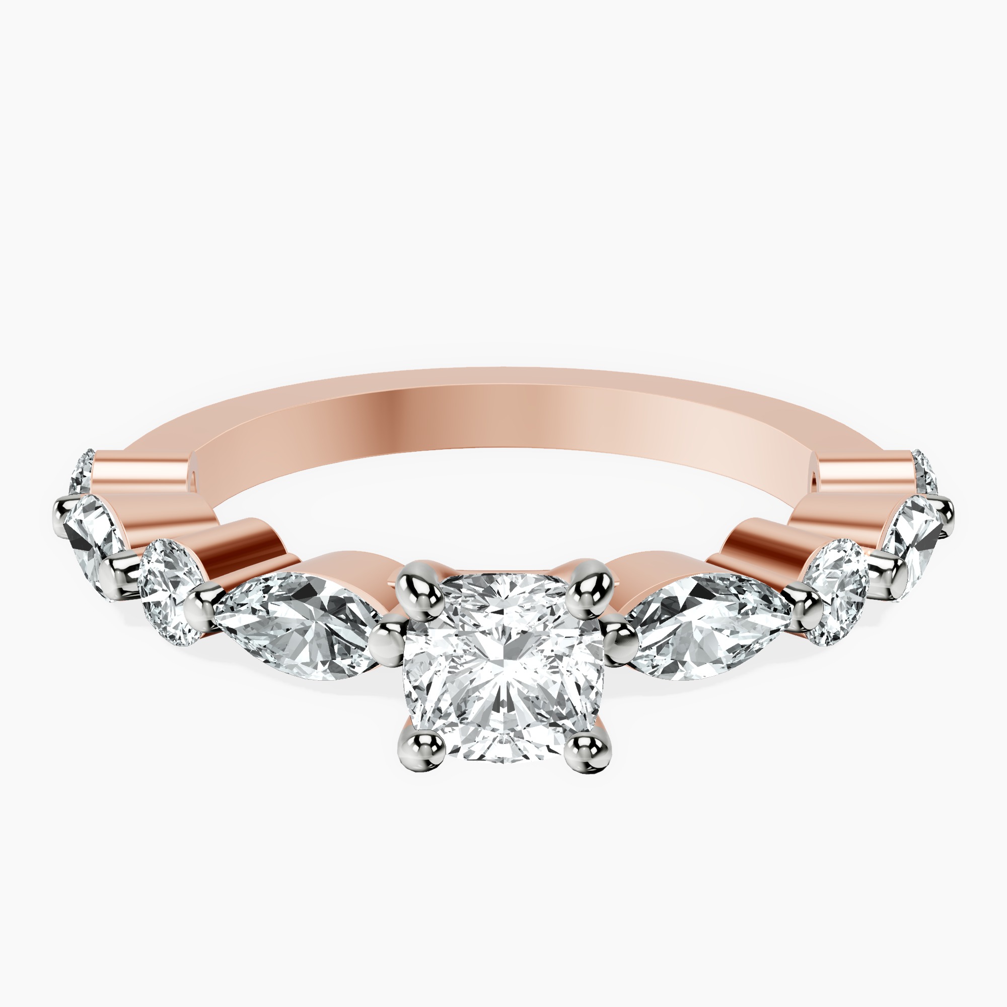 18kt Rose Gold Pamela Eternity Side Stone Lab Diamond Ring front image