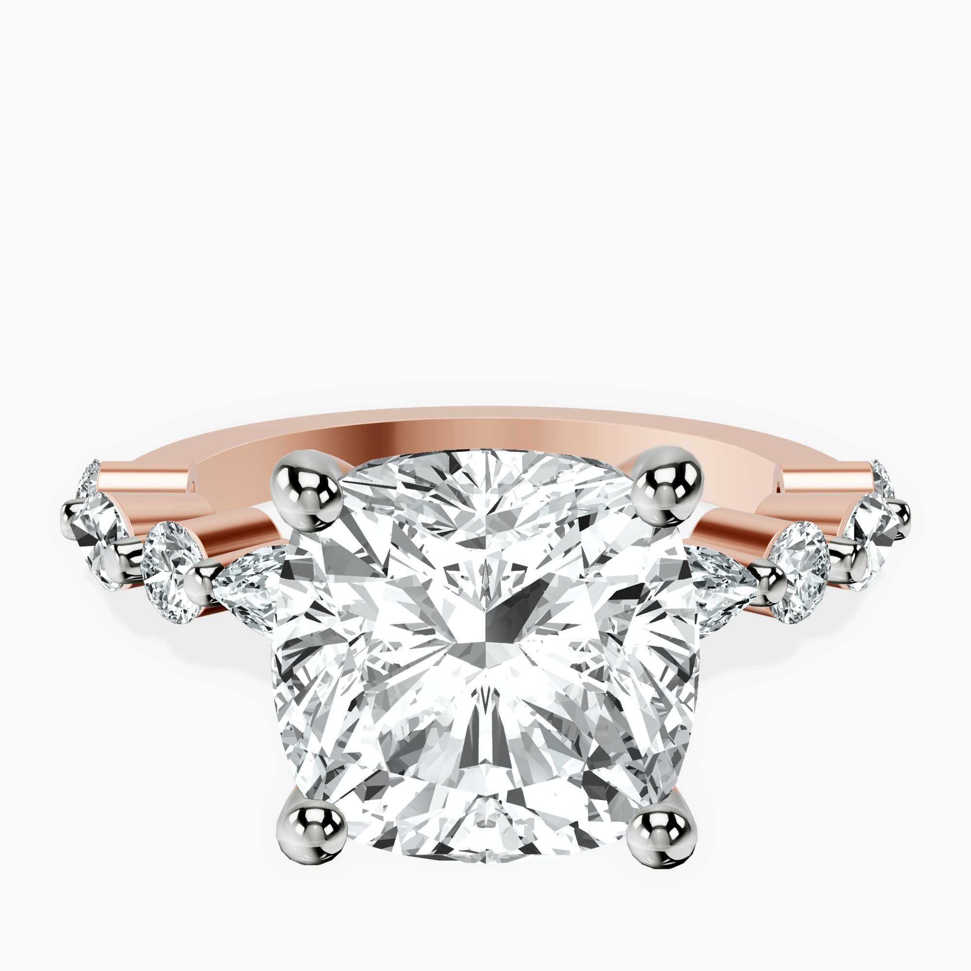 14kt Rose Gold Pamela Eternity Side Stone Lab Diamond Ring front image