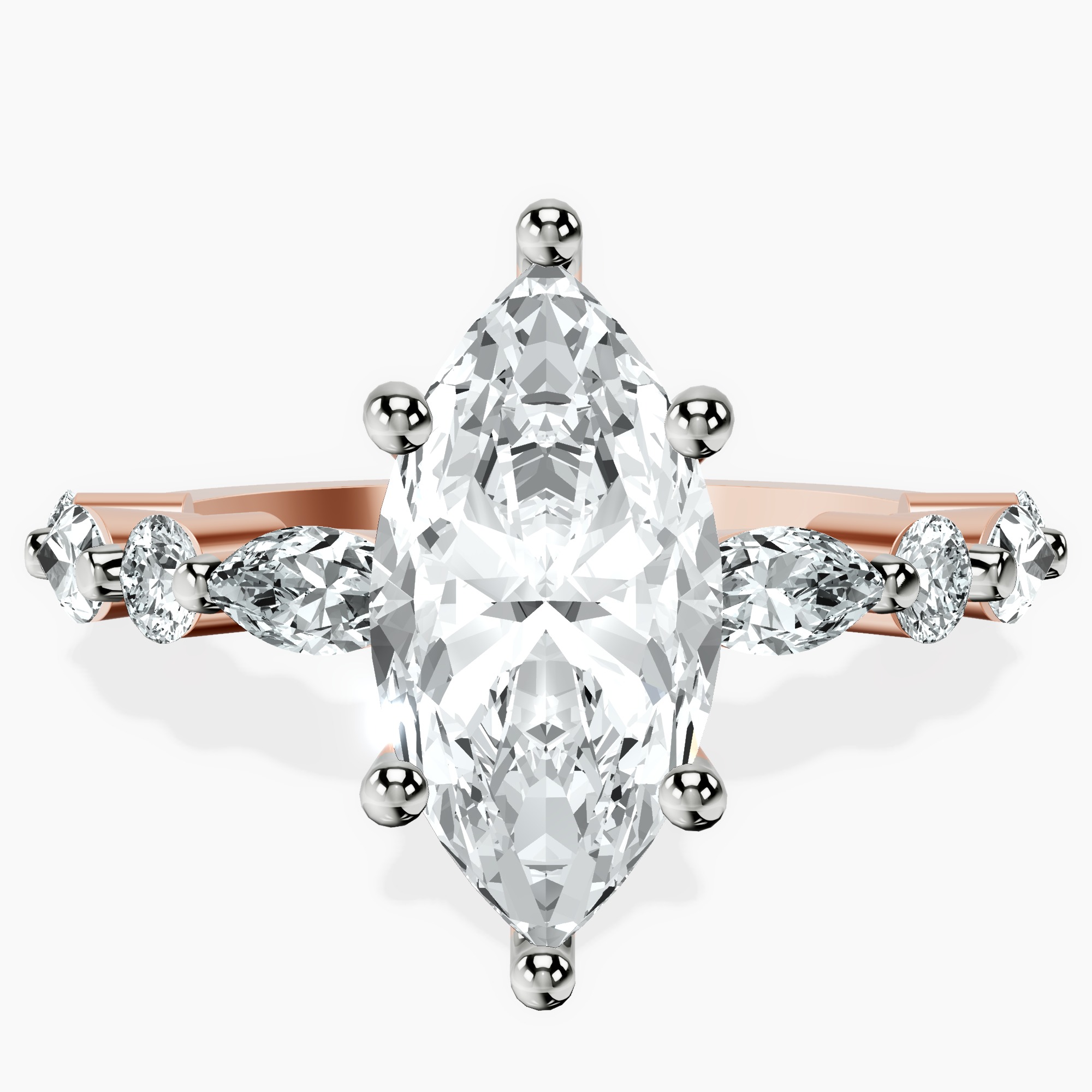 18kt Rose Gold Pamela Eternity Side Stone Lab Diamond Ring front image