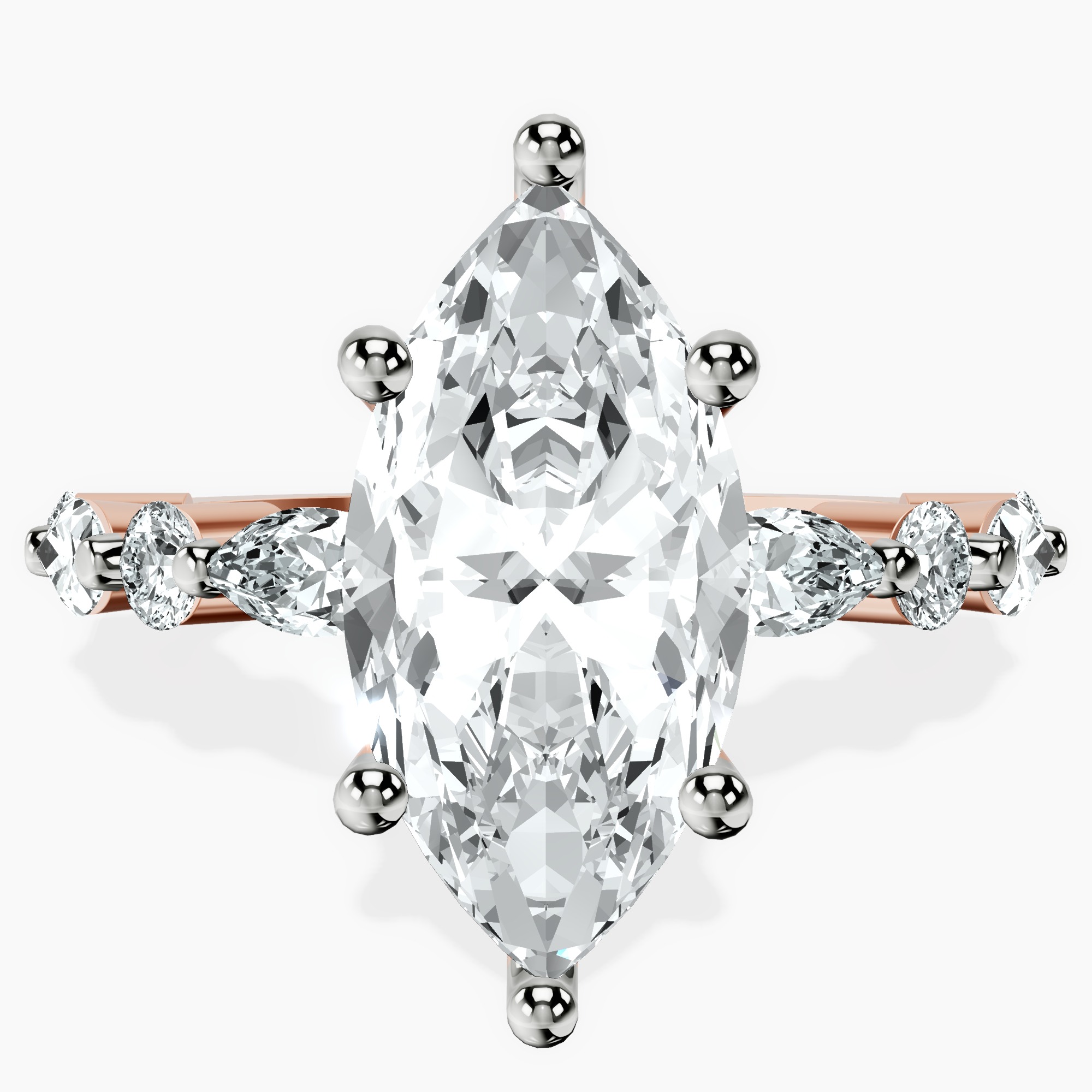 14kt Rose Gold Pamela Eternity Side Stone Lab Diamond Ring front image