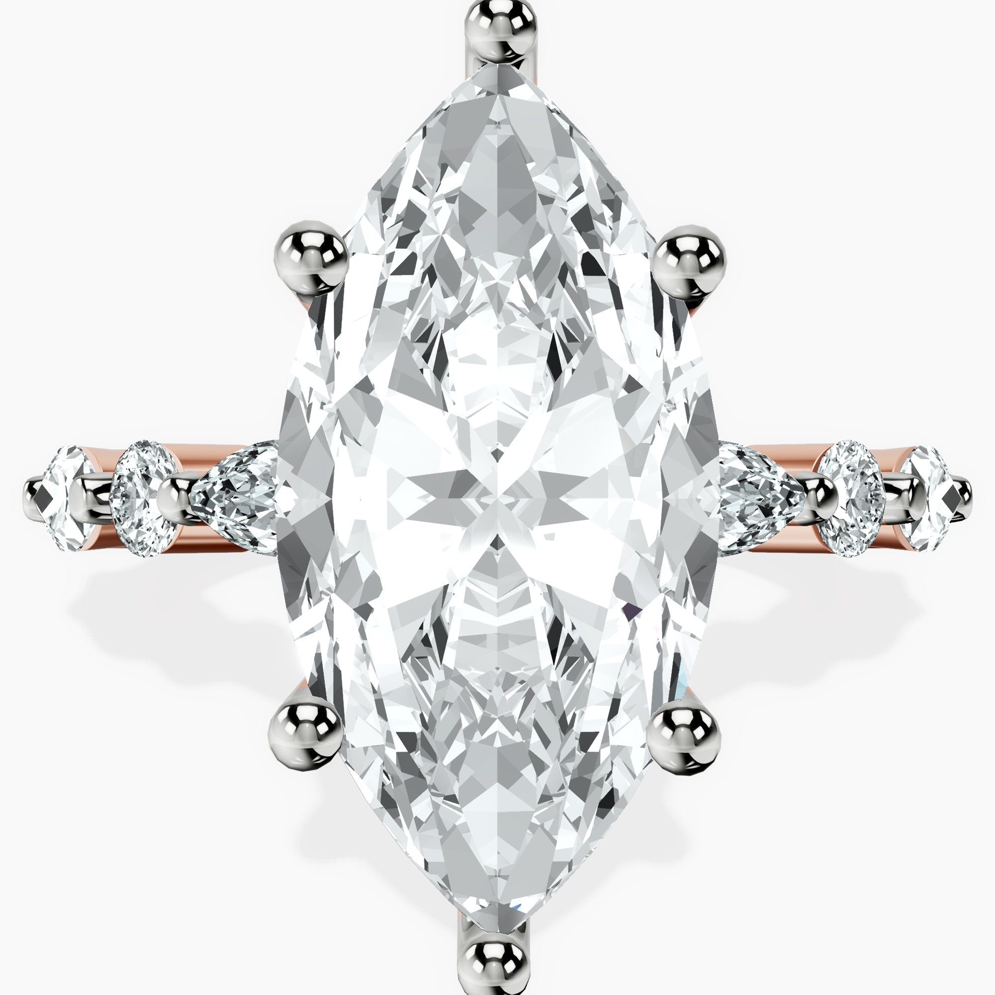 14kt Rose Gold Pamela Eternity Side Stone Lab Diamond Ring front image