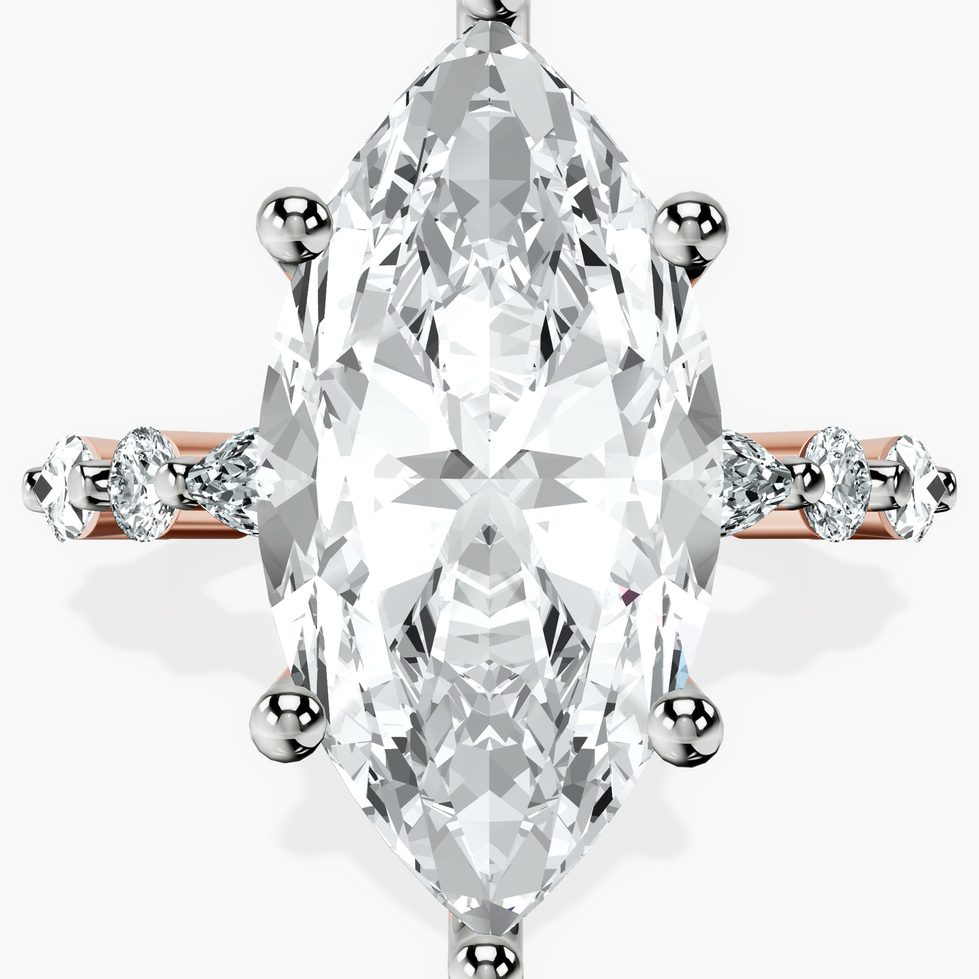 14kt Rose Gold Pamela Eternity Side Stone Lab Diamond Ring front image