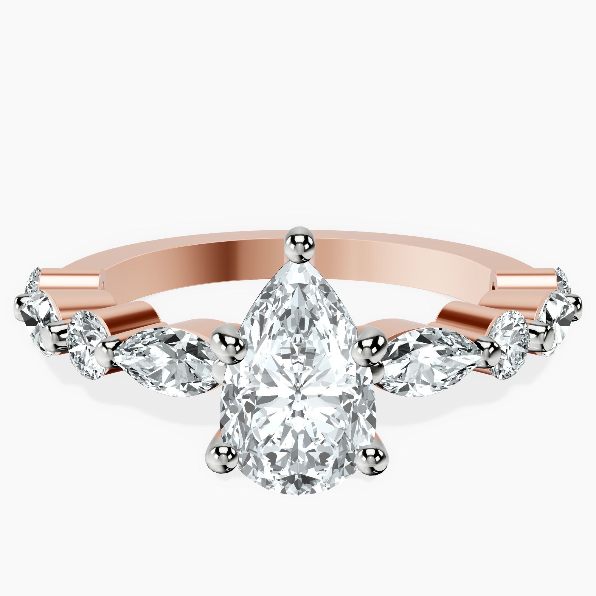 1.85 ct. pear Pamela Ring in 18kt rose gold rtr top