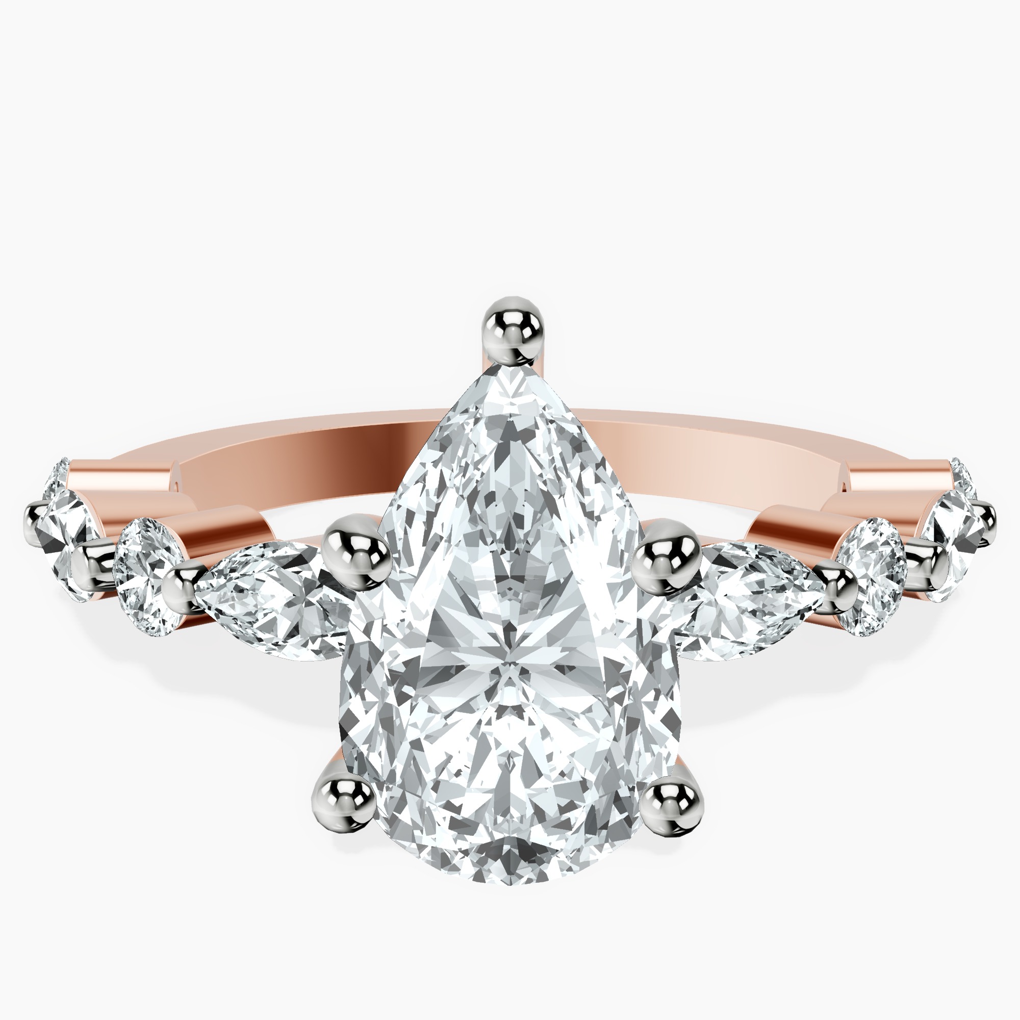 2.96 ct. pear Pamela Ring in 10kt rose gold rtr top