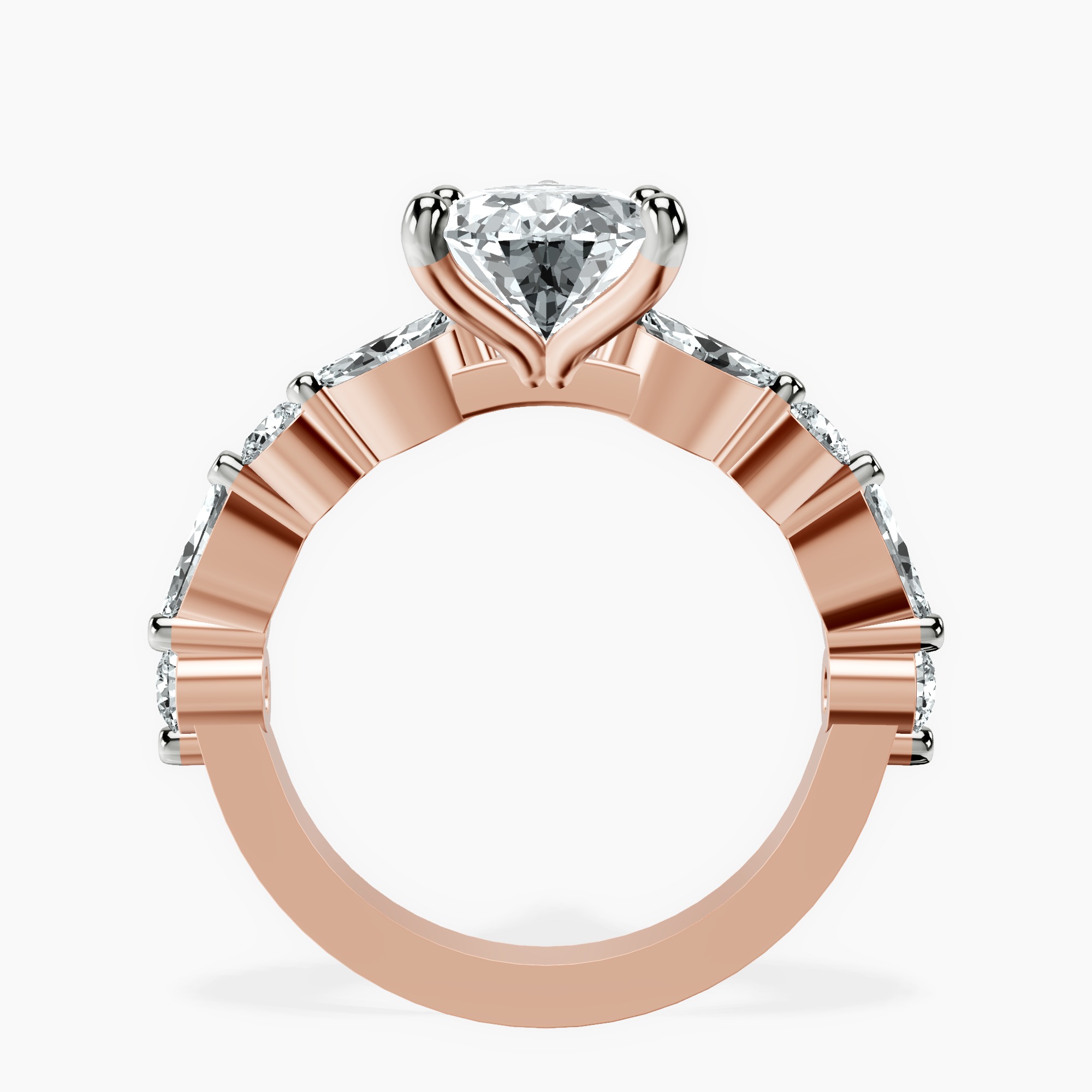 2.96 ct. pear Pamela Ring in 10kt rose gold side right image one
