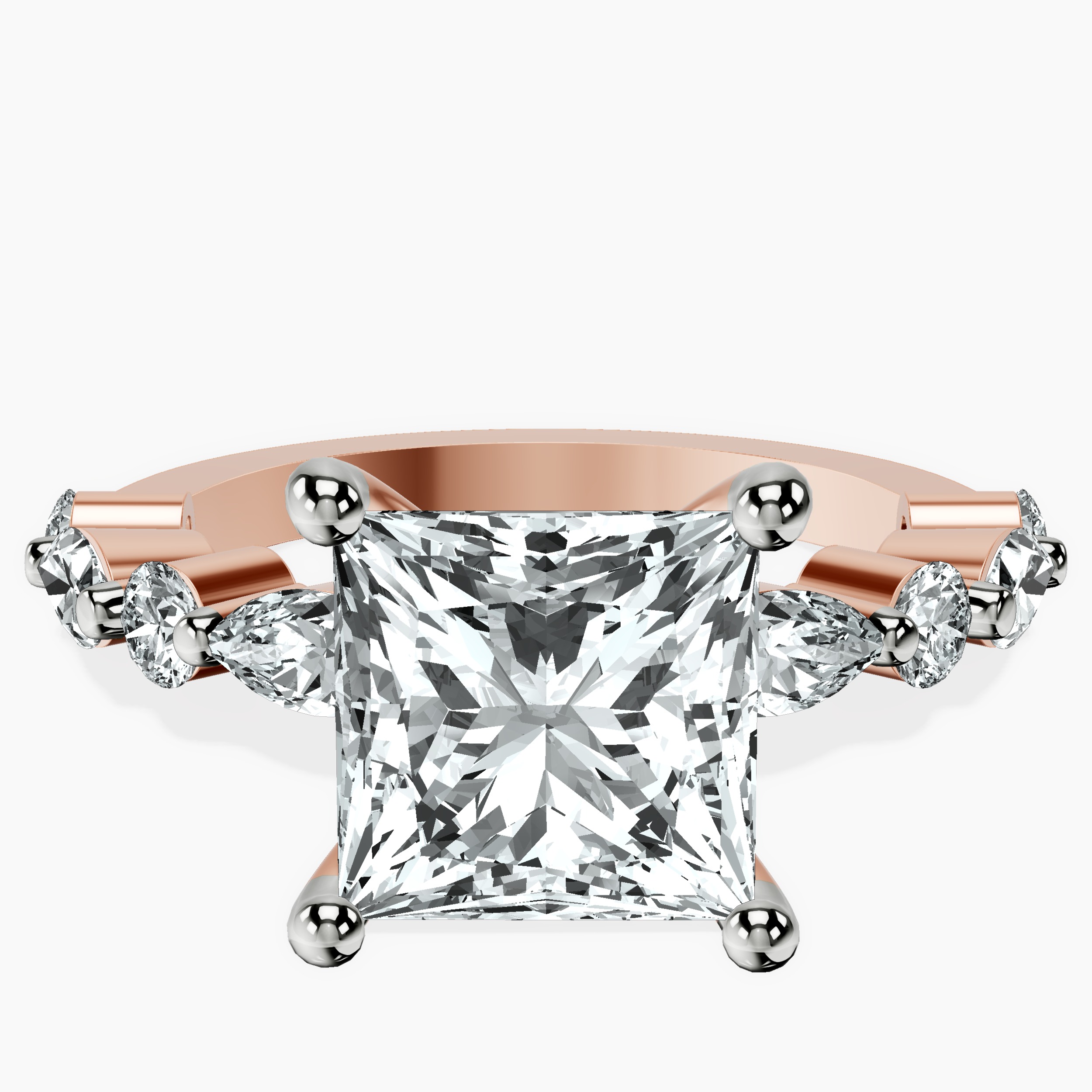 14kt Rose Gold Pamela Eternity Side Stone Lab Diamond Ring front image