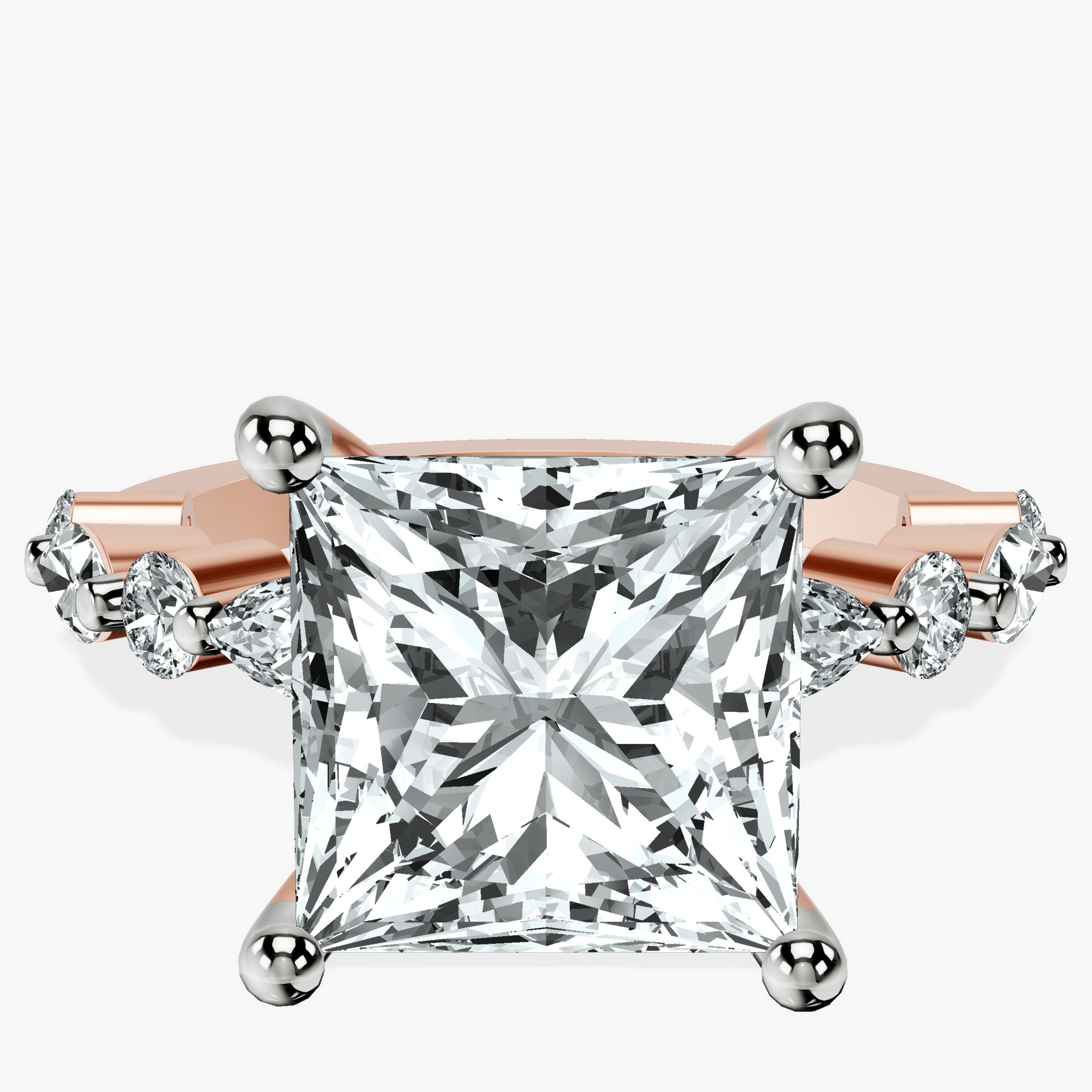 18kt Rose Gold Pamela Eternity Side Stone Lab Diamond Ring front image