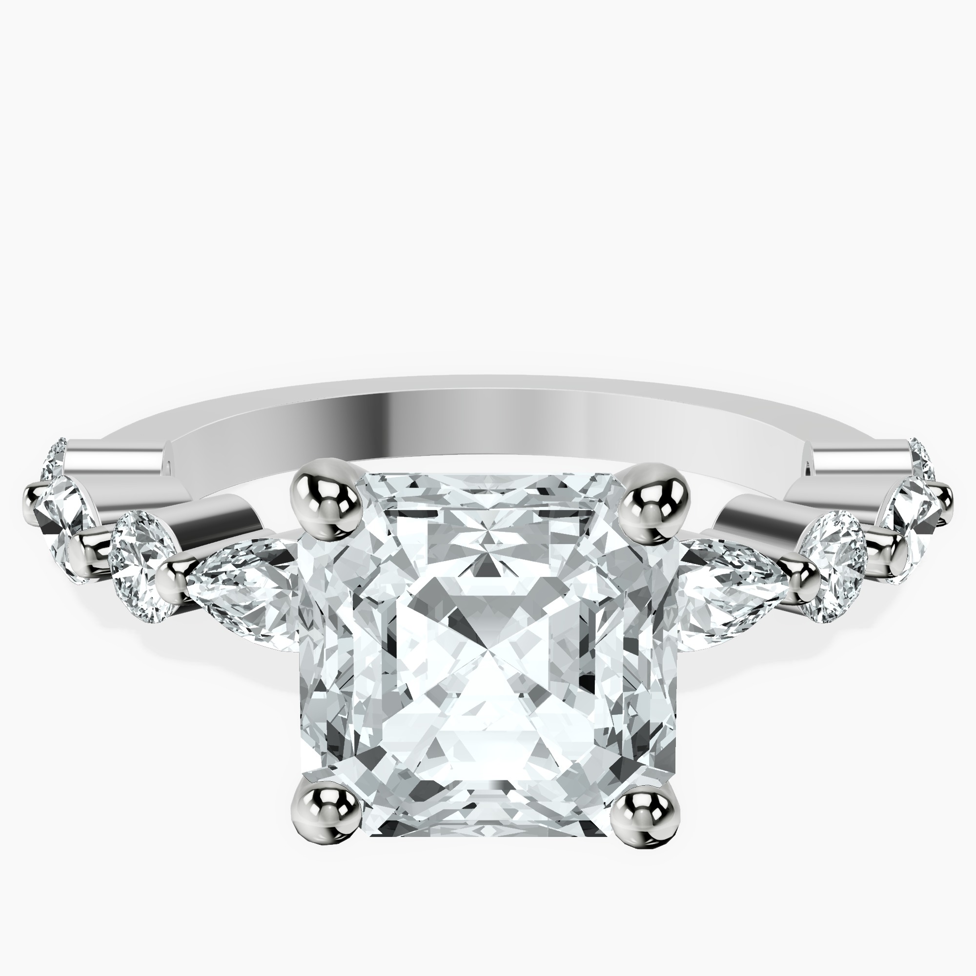 14kt White Gold Pamela Eternity Side Stone Lab Diamond Ring front image