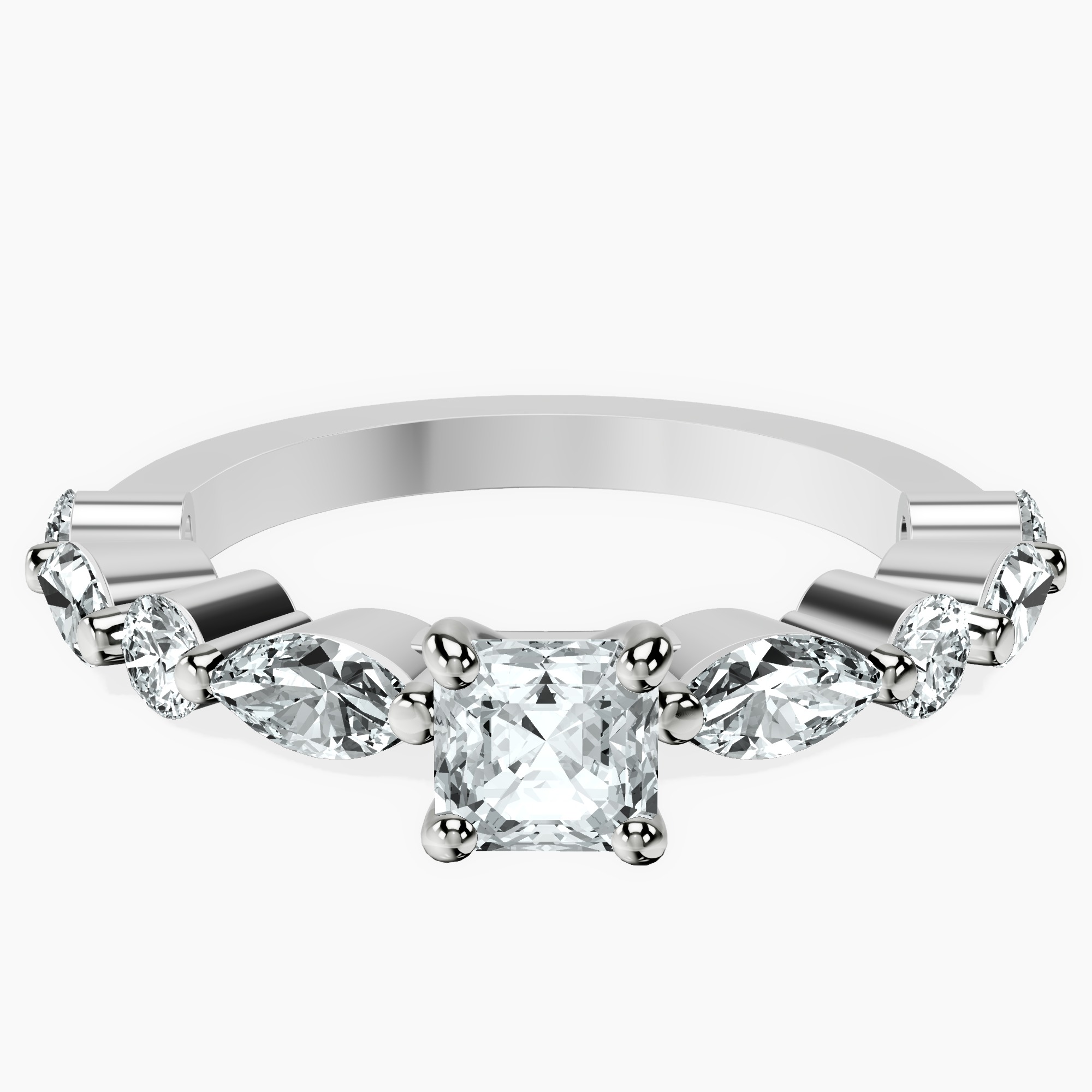 14kt White Gold Pamela Eternity Side Stone Lab Diamond Ring front image