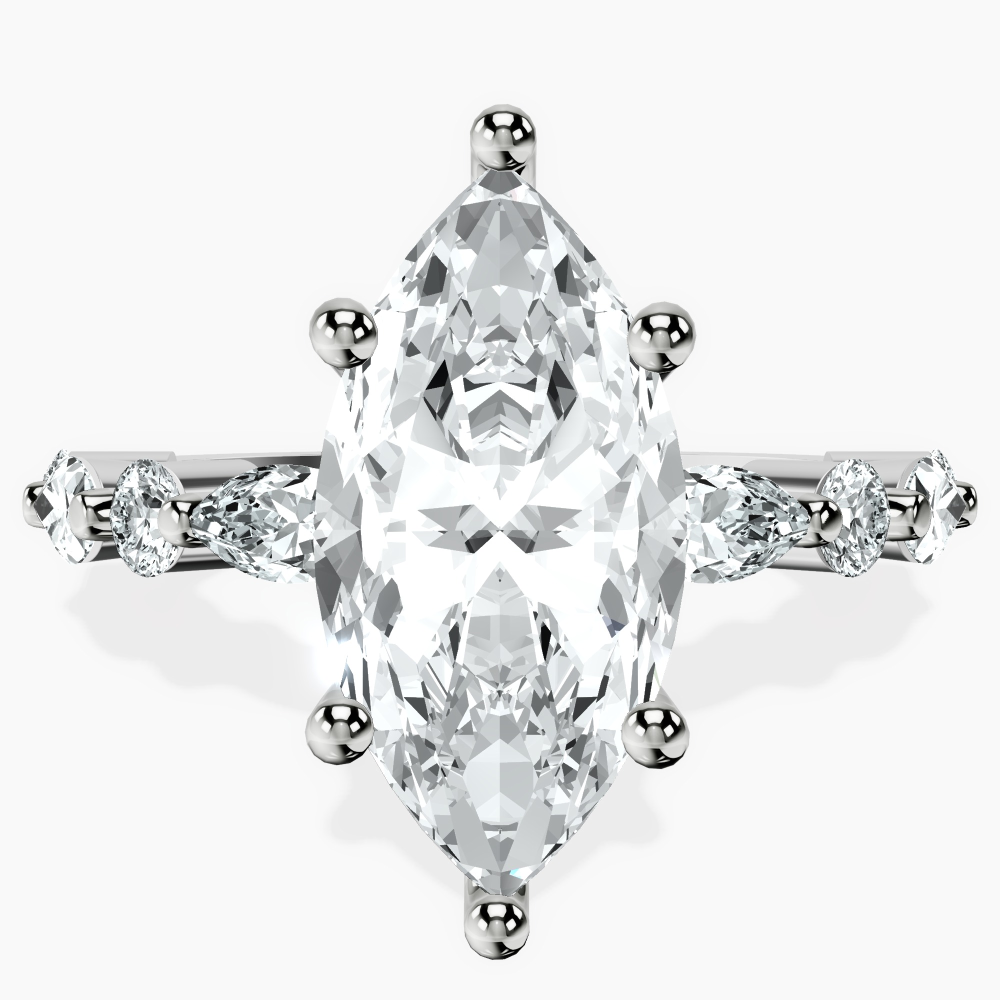 14kt White Gold Pamela Eternity Side Stone Lab Diamond Ring front image