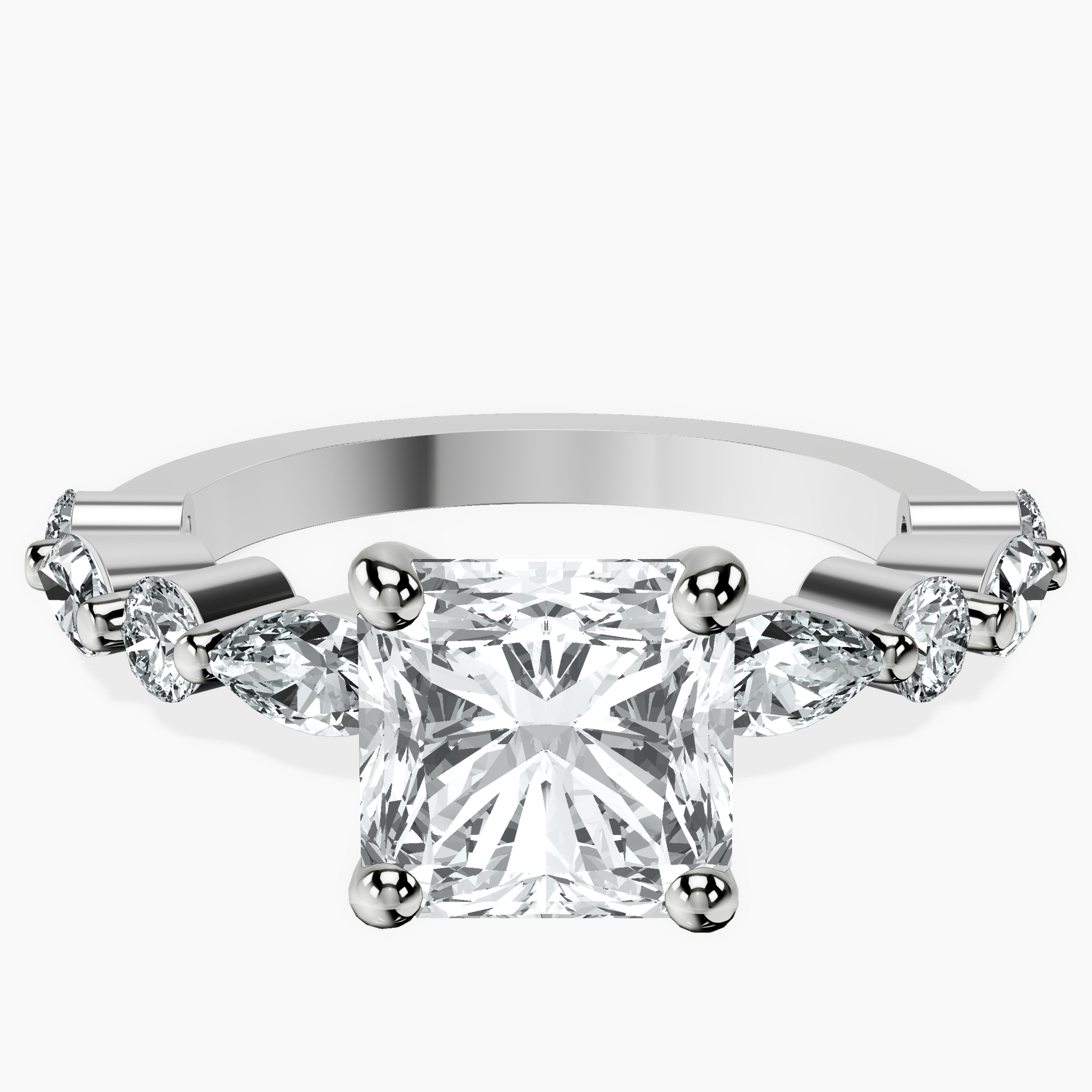 18kt White Gold Pamela Eternity Side Stone Lab Diamond Ring front image