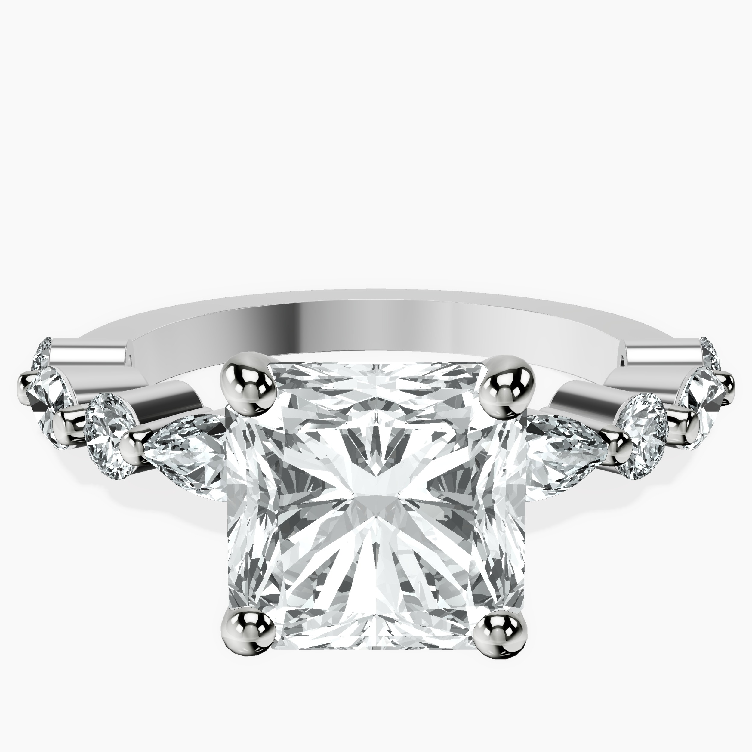 14kt White Gold Pamela Eternity Side Stone Lab Diamond Ring front image