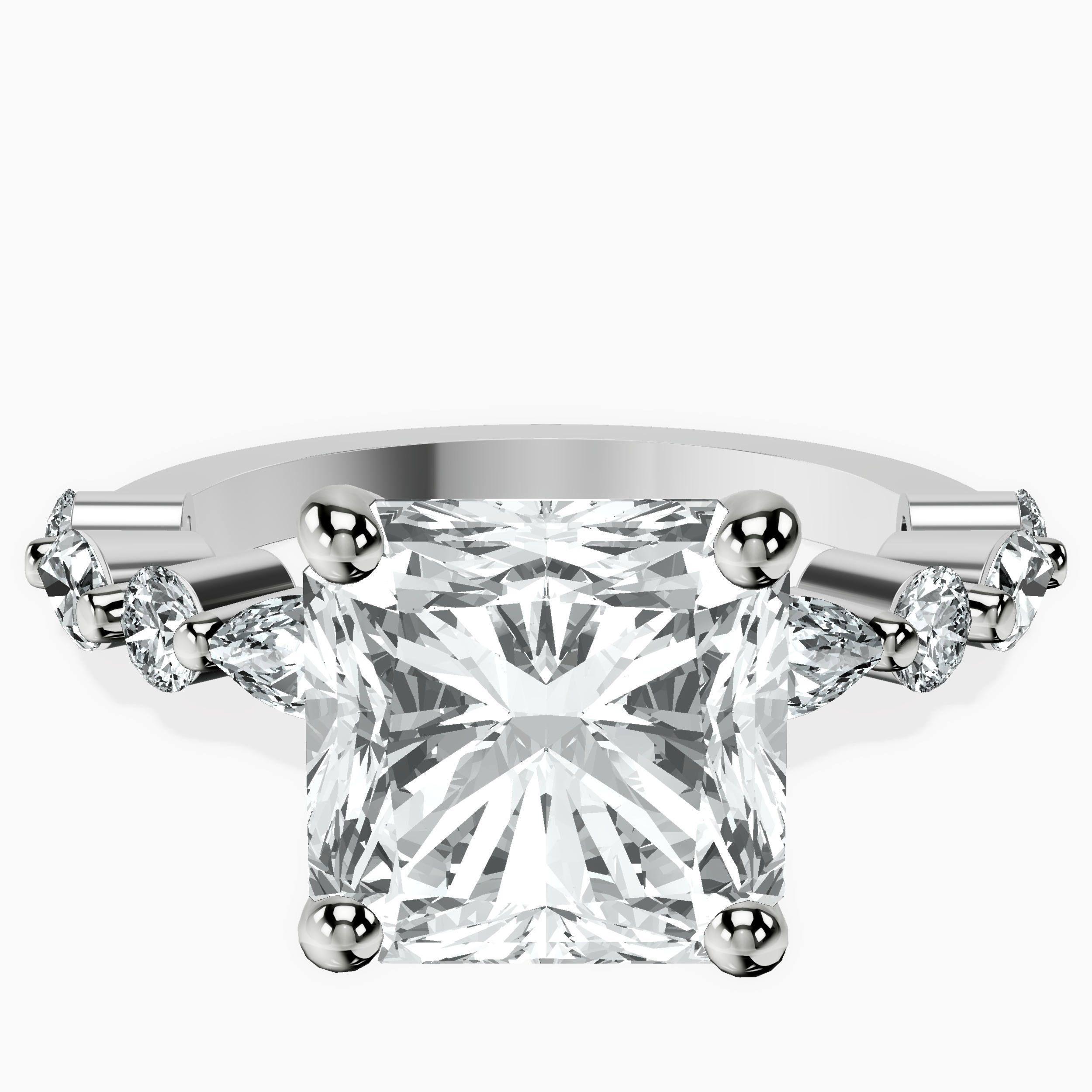 14kt White Gold Pamela Eternity Side Stone Lab Diamond Ring front image