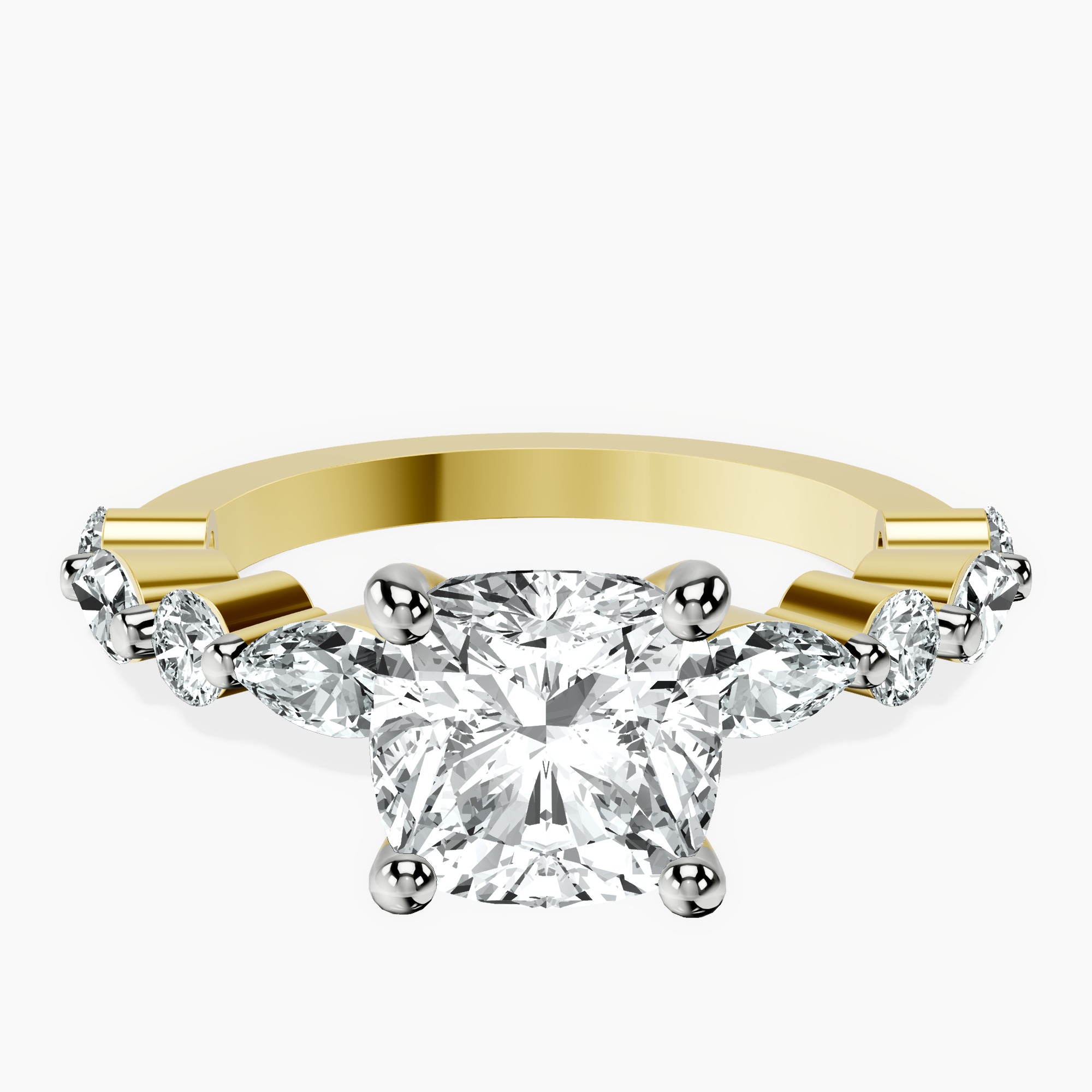 18kt Yellow Gold Pamela Eternity Side Stone Lab Diamond Ring front image