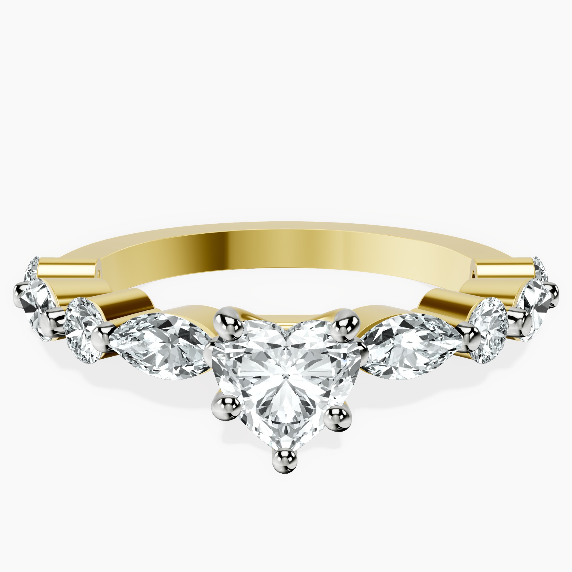 18kt Yellow Gold Pamela Eternity Side Stone Lab Diamond Ring front image
