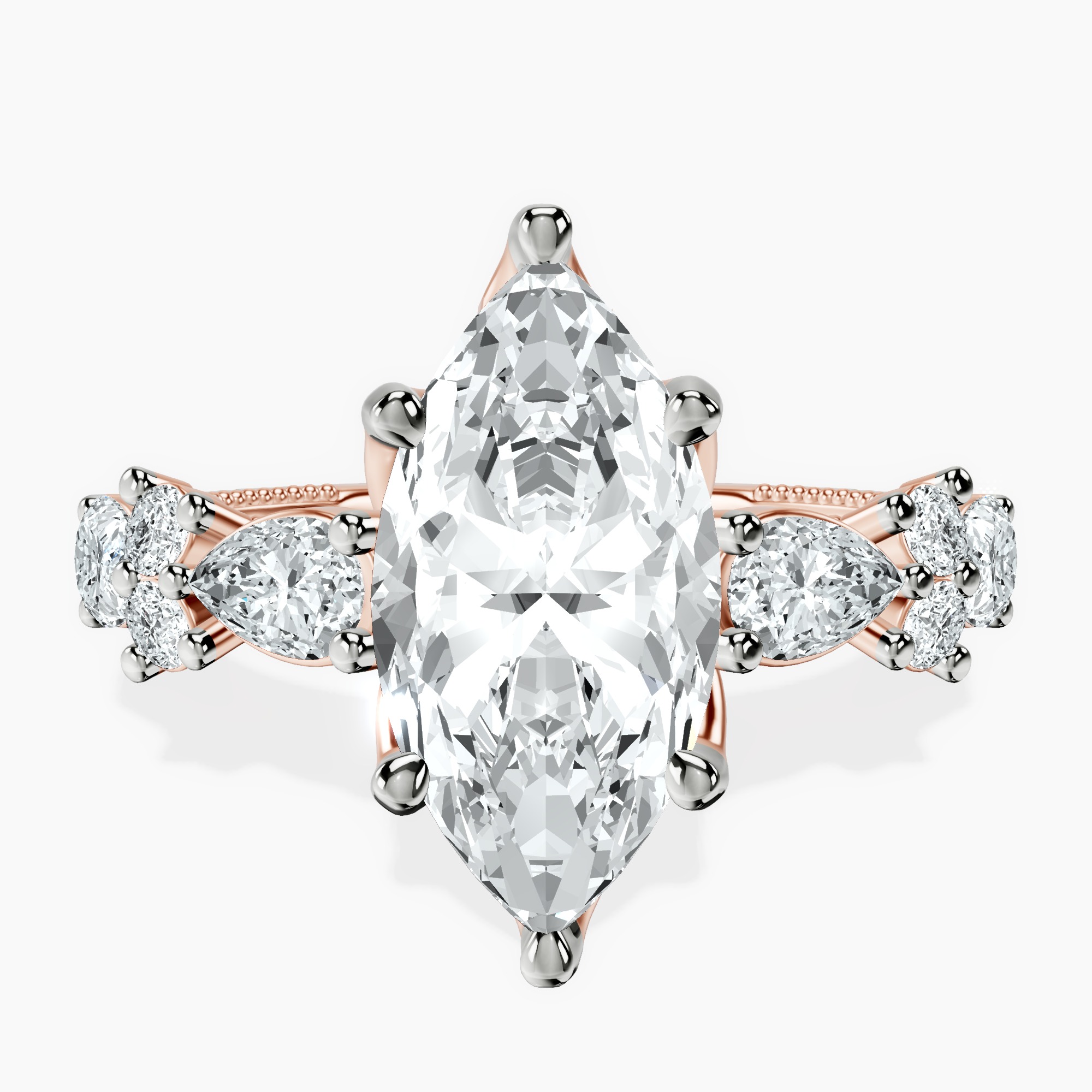 2.92 ct. marquise Chrizan Ring in 18kt rose gold rtr top