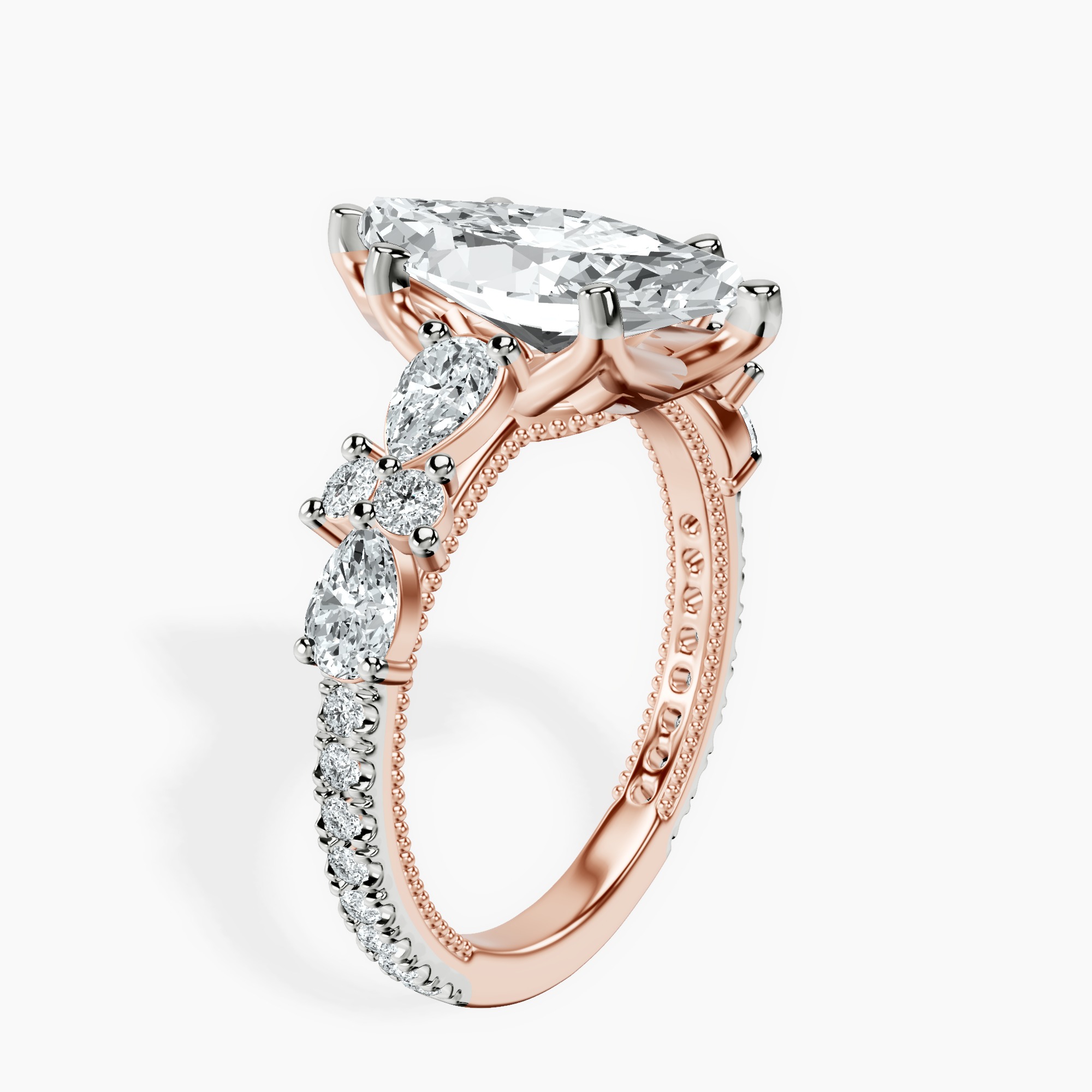 2.92 ct. marquise Chrizan Ring in 18kt rose gold standing product image one